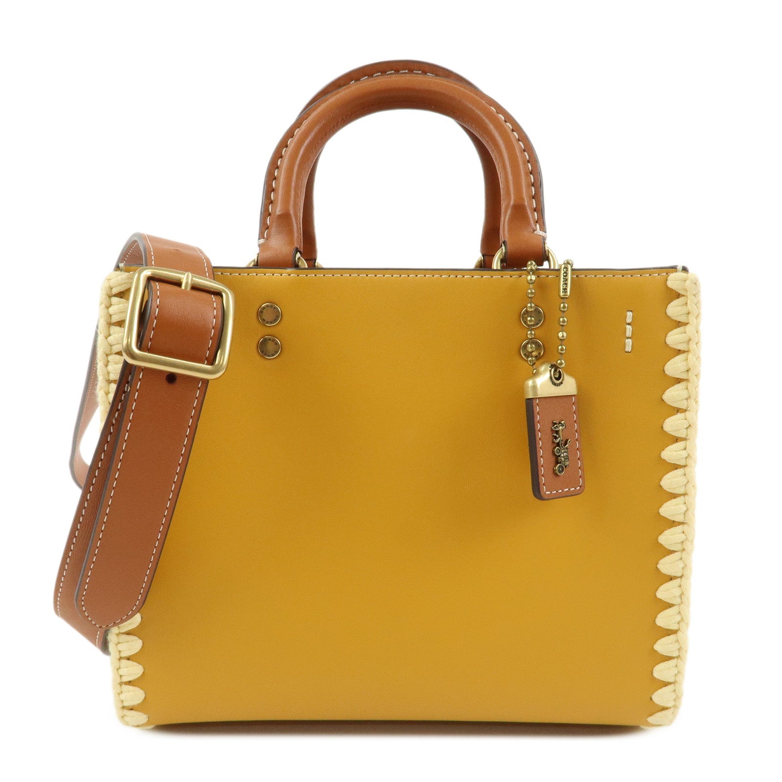 COACH Leather Rogue 2Way Bag 2023 Summer Collection Mustard Brown