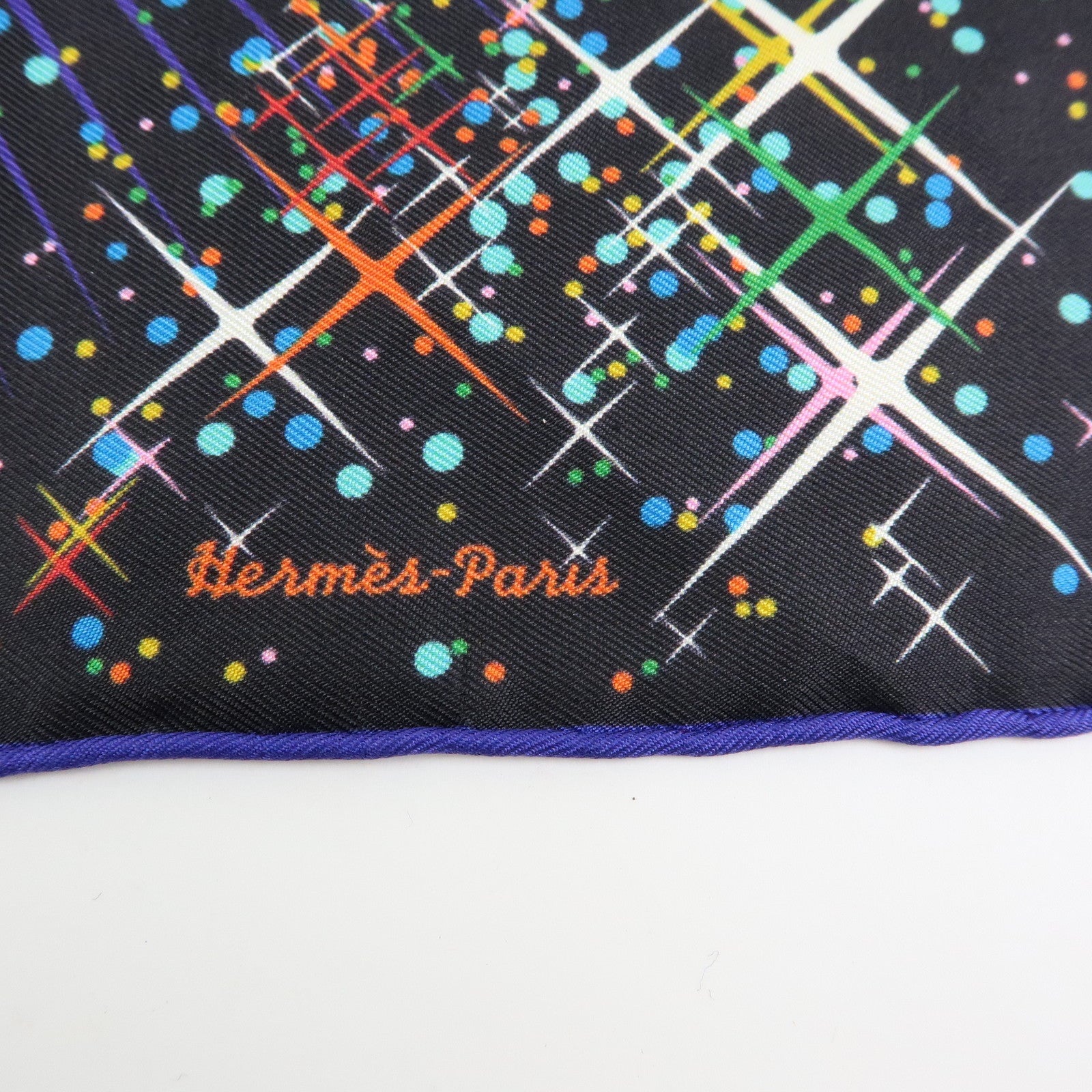 HERMES Carre 42 Silk 100% Scar Magic Kelly Blue Multicolor