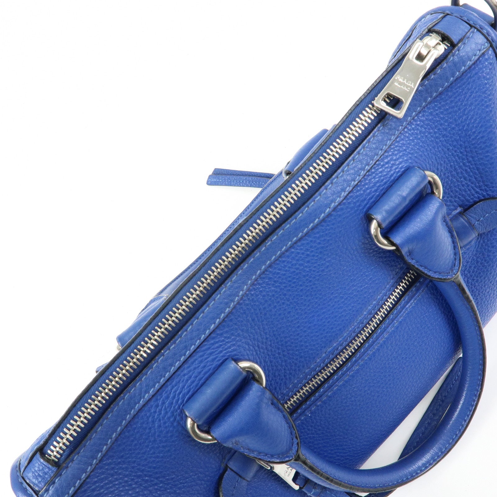 PRADA Vitello Dino Leather 2Way Bag Shoulder Bag Blue BL0805