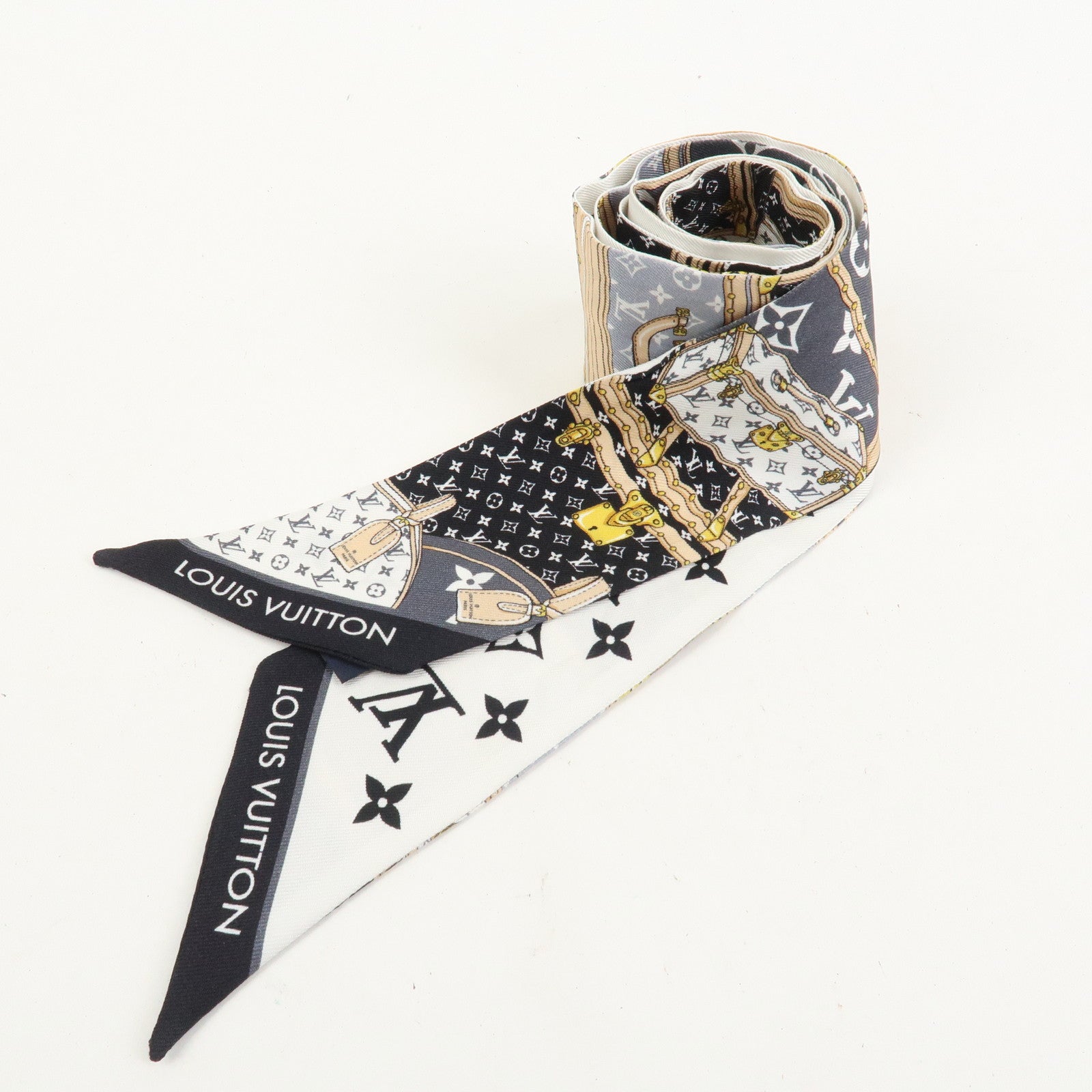 Louis Vuitton Bandeau BB Let's Go Silk 100% Scarf Black M76442