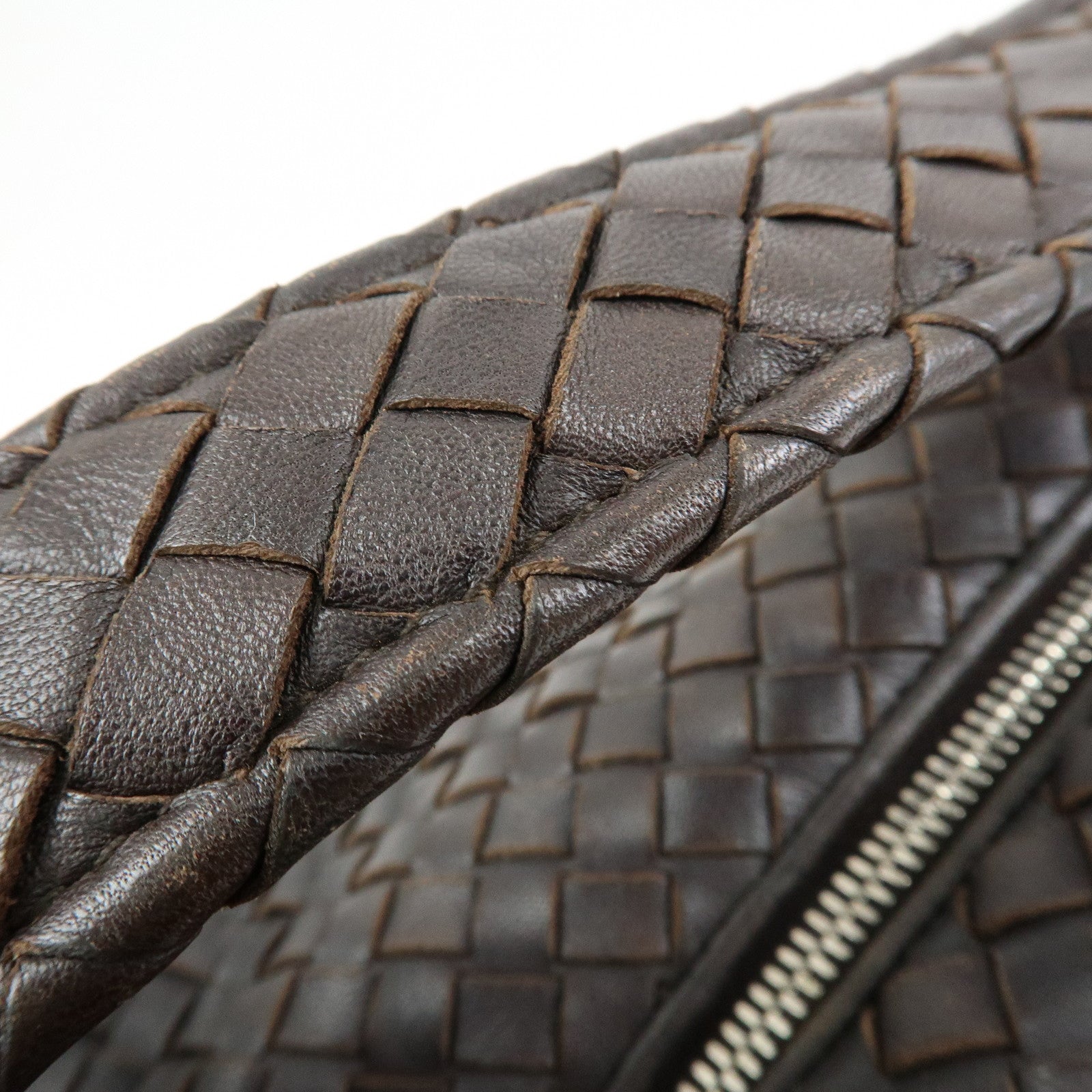 BOTTEGA VENETA Intrecciato Leather Shoulder Bag Dark Brown 181347
