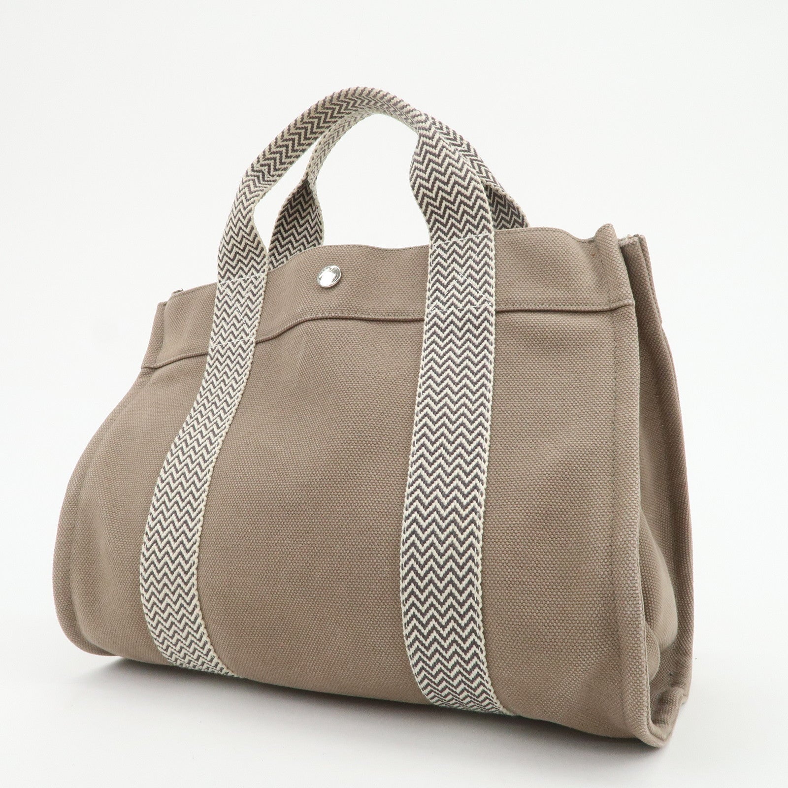 HERMES Cannes PM Canvas Tote Bag Hand Bag Beige