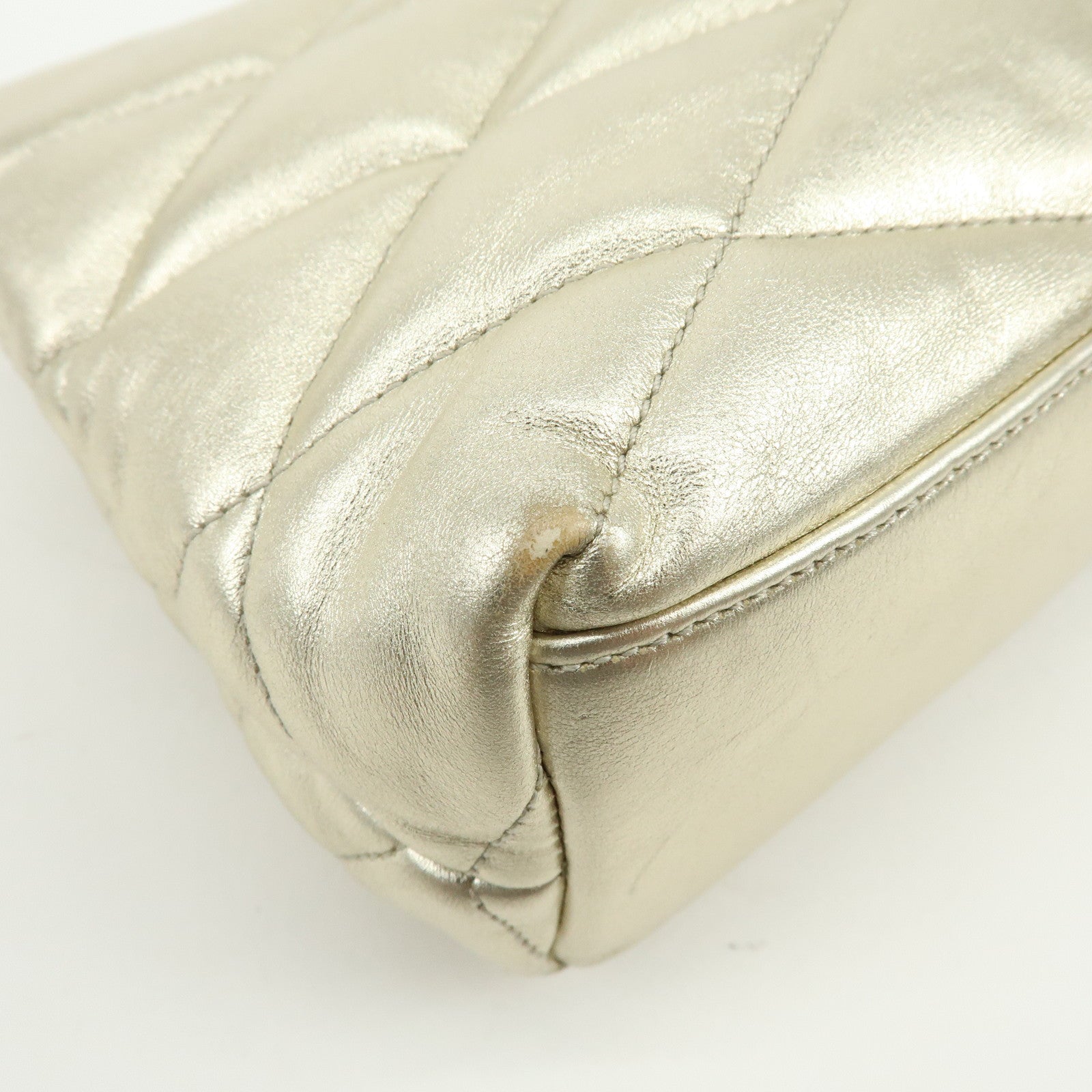 SAINT LAURENT PARIS Sade Leather Clutch Bag Gold 1655004