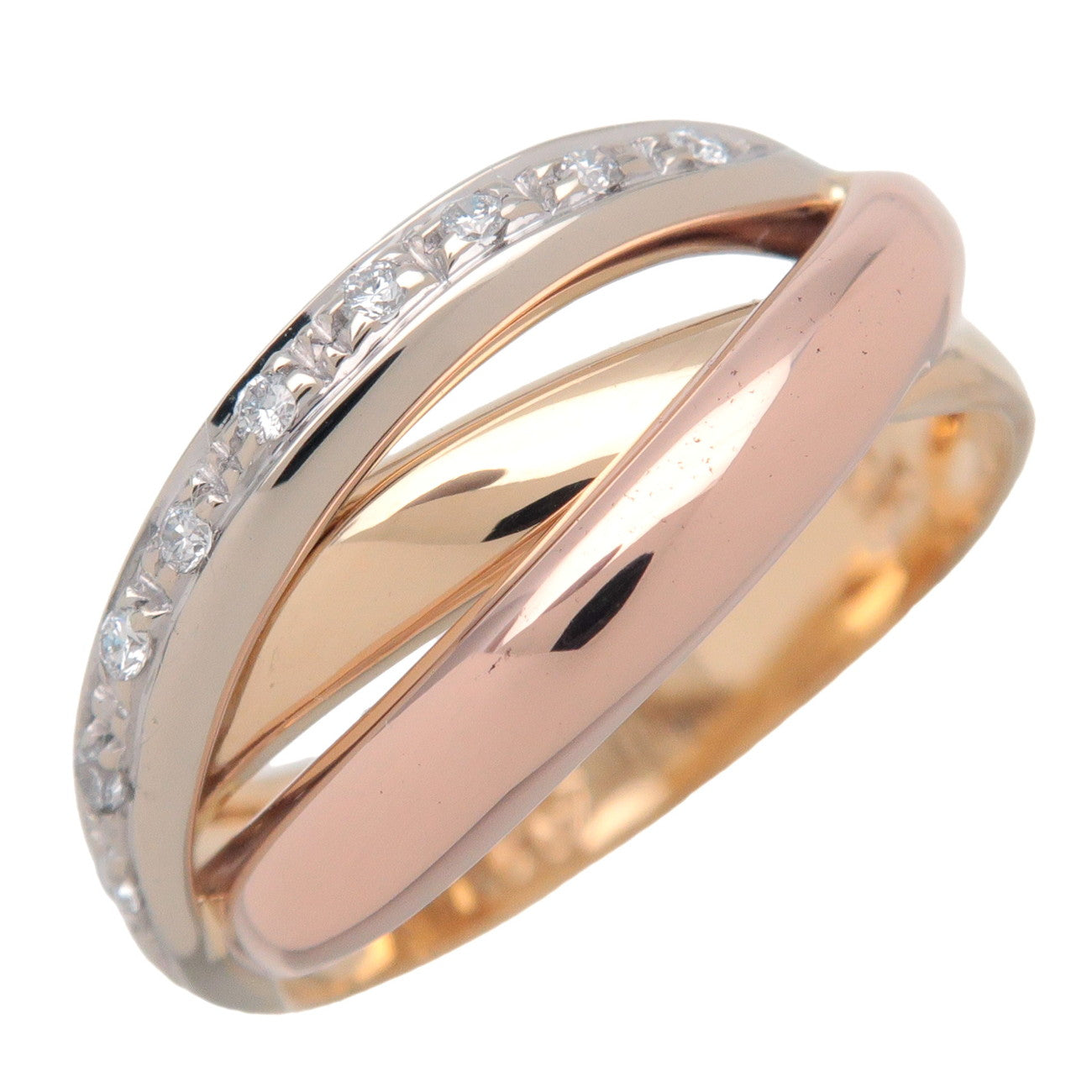 Ponte Vecchio Diamond Ring 750YG/PG/WG Yellow Rose White Gold US5