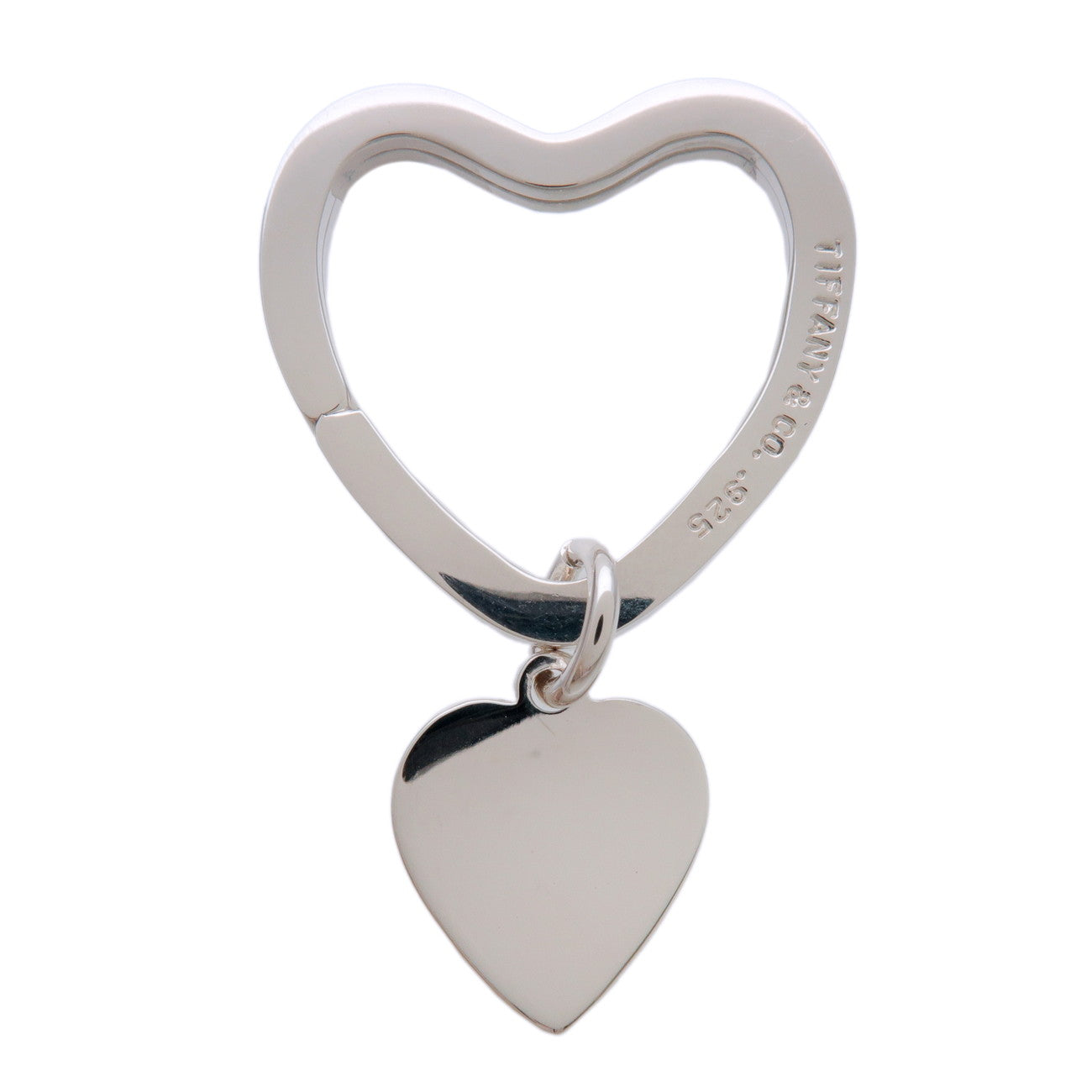 Tiffany & Co Open Heart Bag Charm Key Chain SV925 Silver