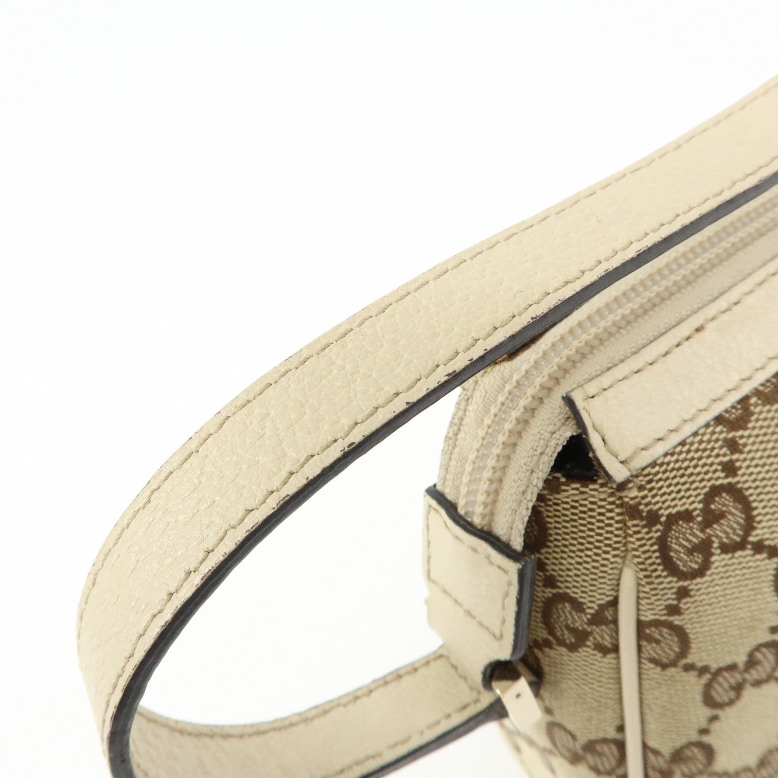 GUCCI GG Canvas Leather Hand Bag Beige Ivory 145750