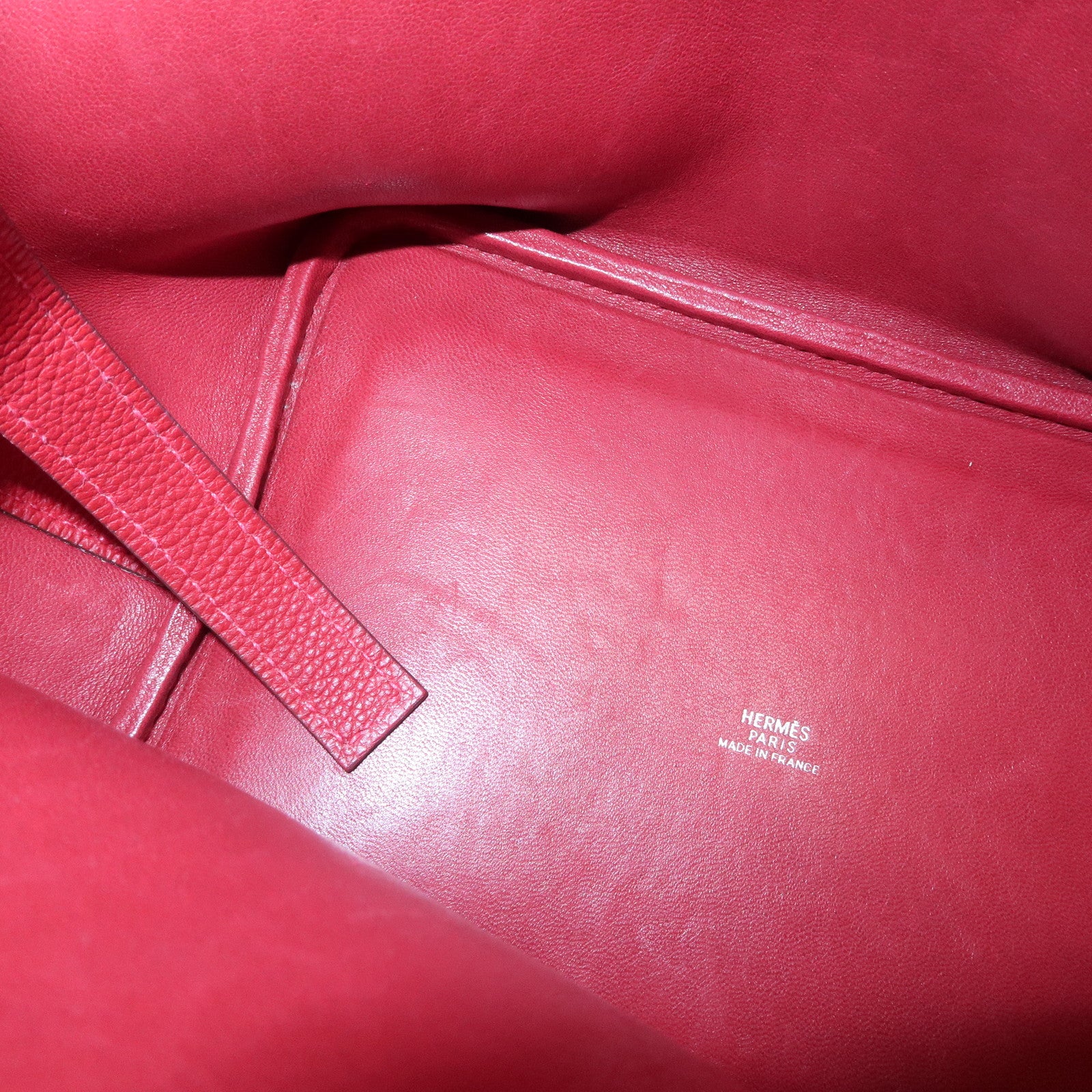 HERMES Deauville Vibrato Picotin Lock PM O Stamped Hand Bag Red