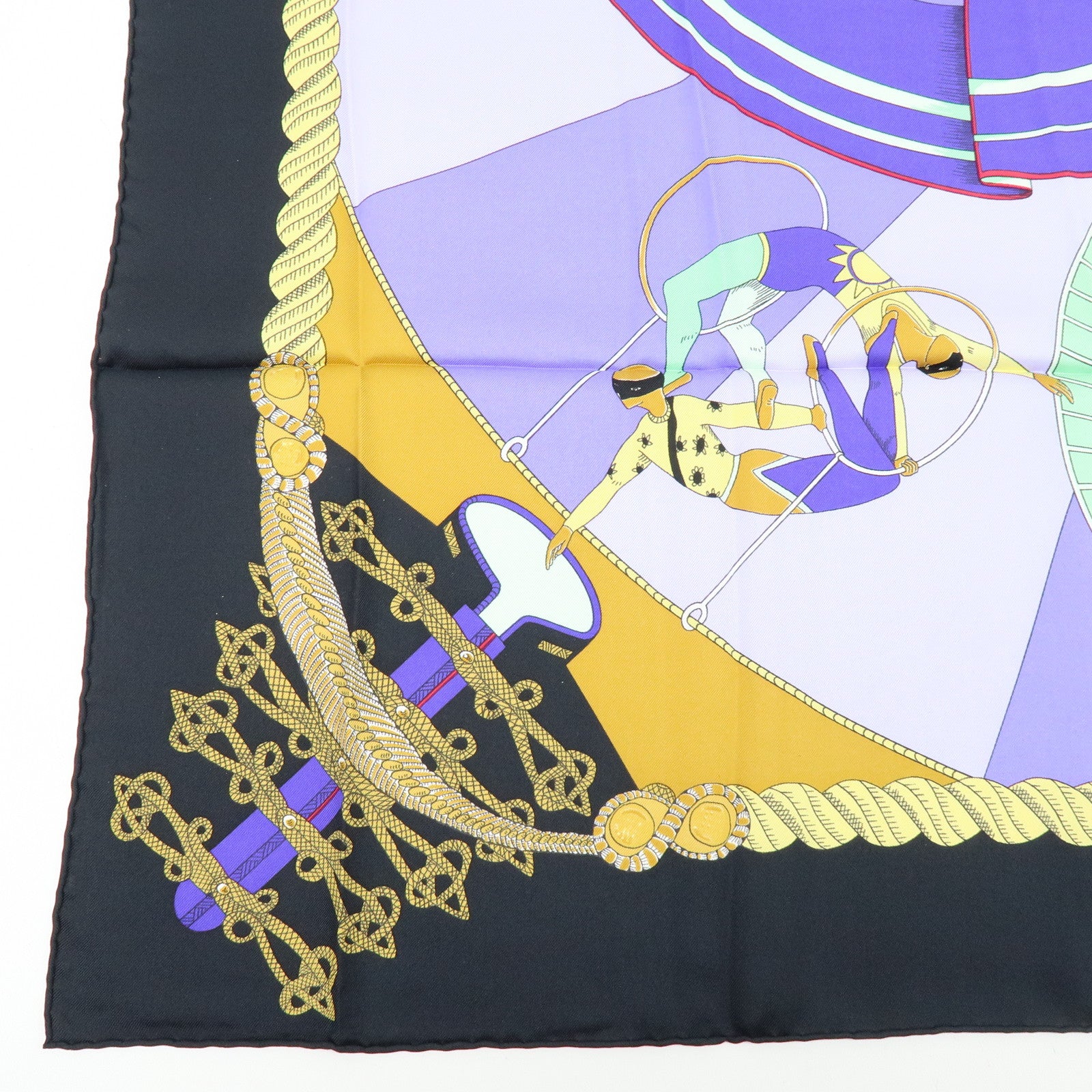 HERMES Carre 90 Silk 100% Scarf Circus Purple Black