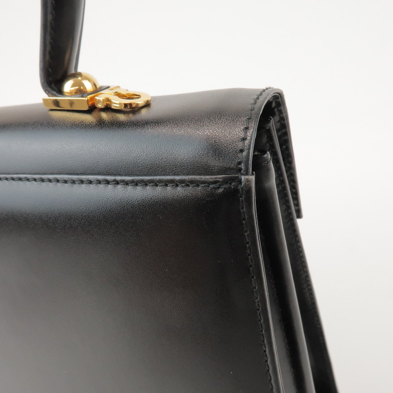 Ferragamo Gancini Calf Leather 2Way Bag Hand Shoulder Bag Black