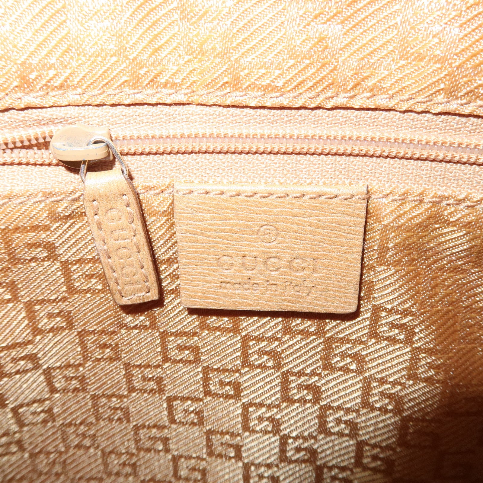 GUCCI Bamboo Leather Shoulder Bag Hand Bag Beige 001.4060.002058 Used