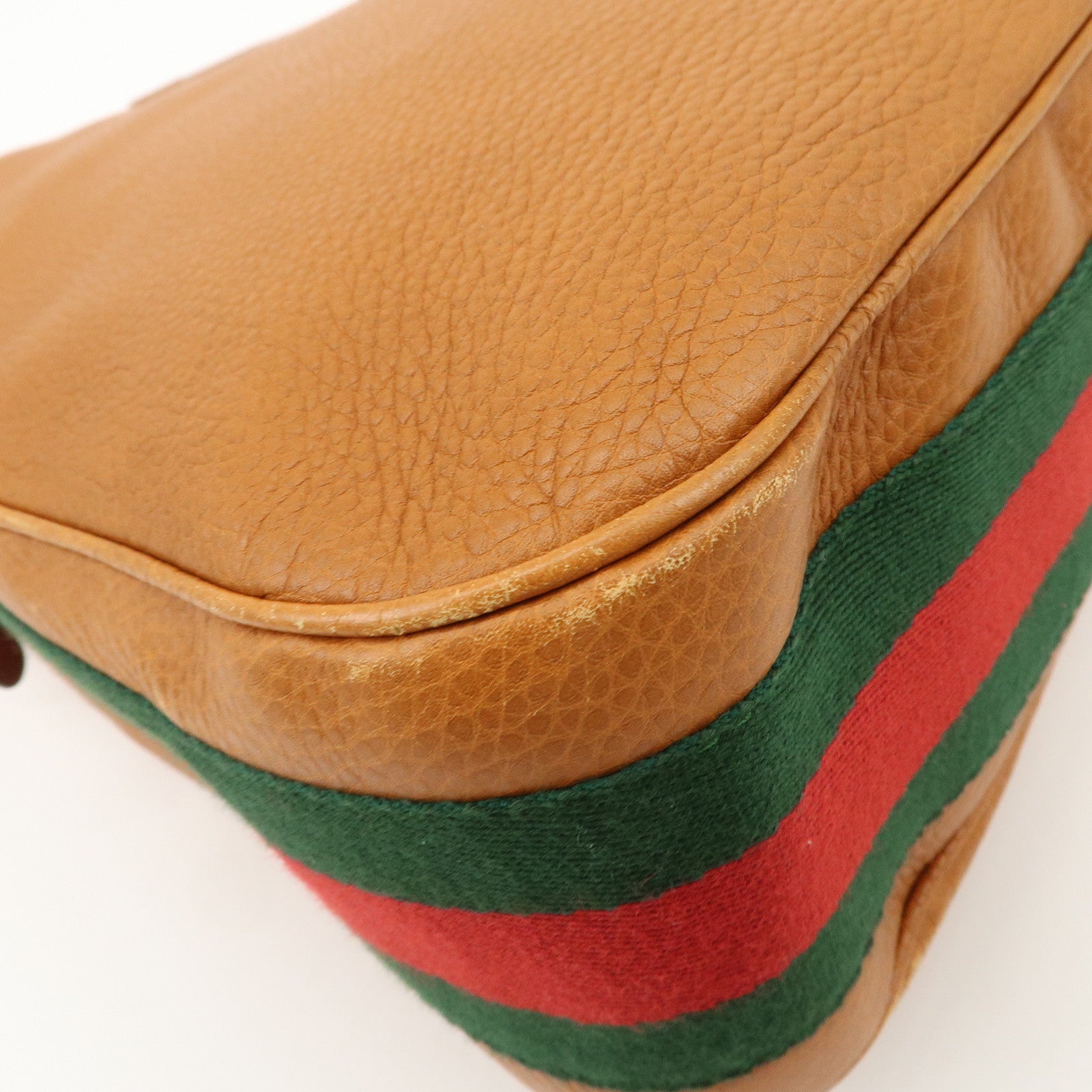 GUCCI Sherry Heritage Leather Shoulder Bag Brown 247597