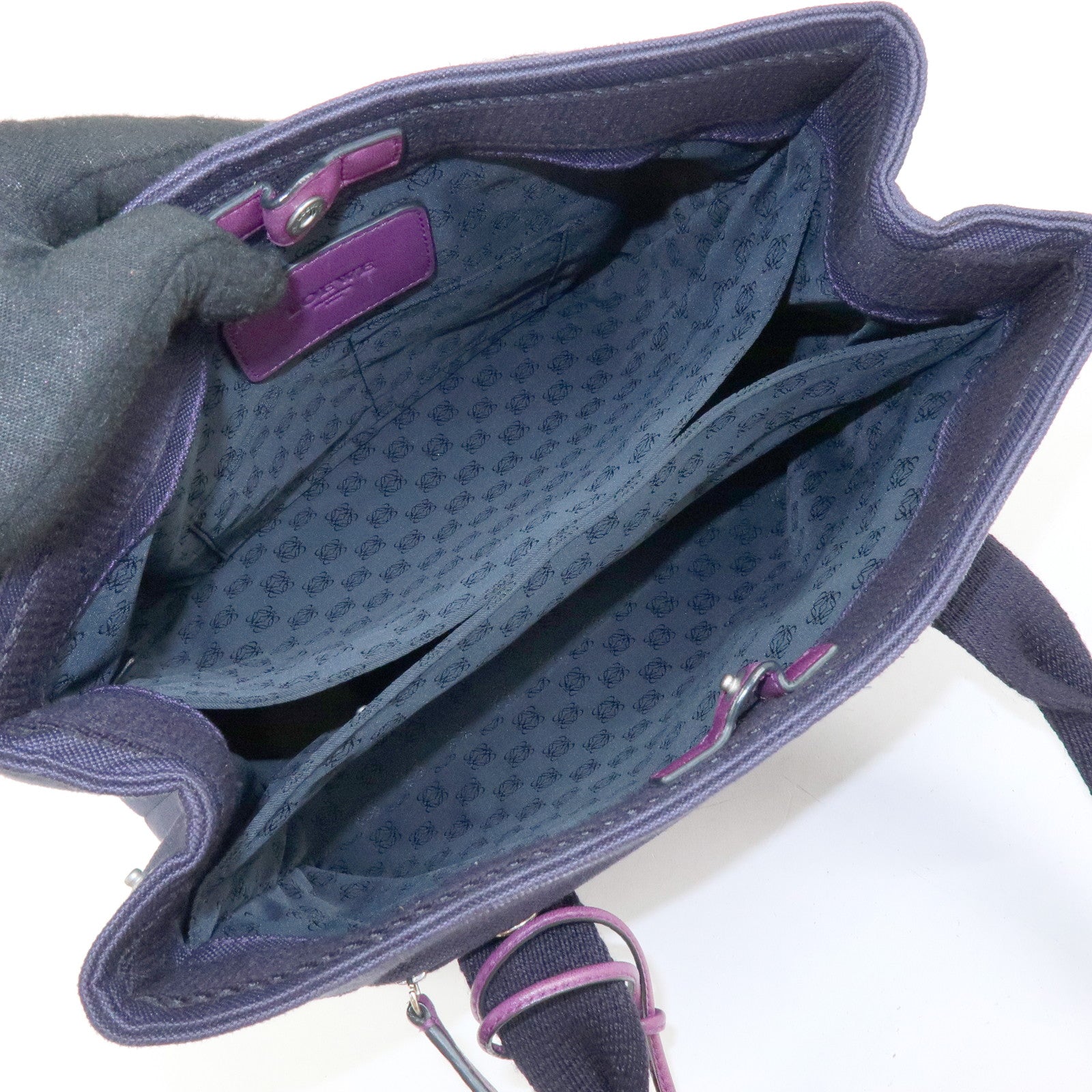LOEWE Anagram Canvas 2Way Hand Bag Tote Bag Purple