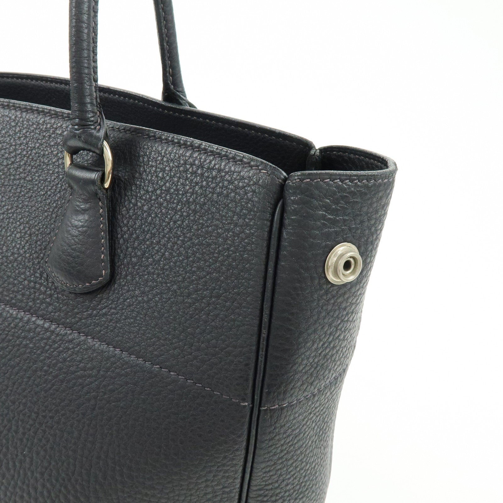 HERMES La Togo Leather Tote Bag Shoulder Bag Hand Bag Black