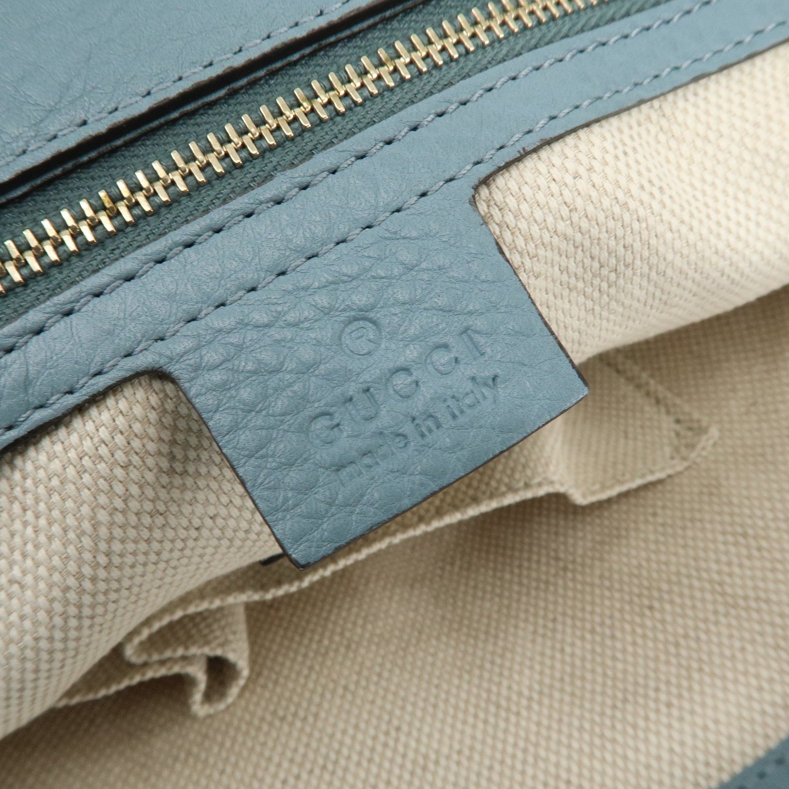 GUCCI Flora Canvas Leather Tote Bag Hand Bag Natural Blue 358470