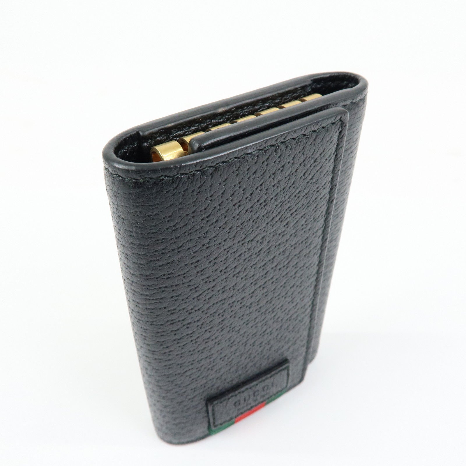 GUCCI Sherry Leather 6 Ring Key Case Key Holder Black 435297