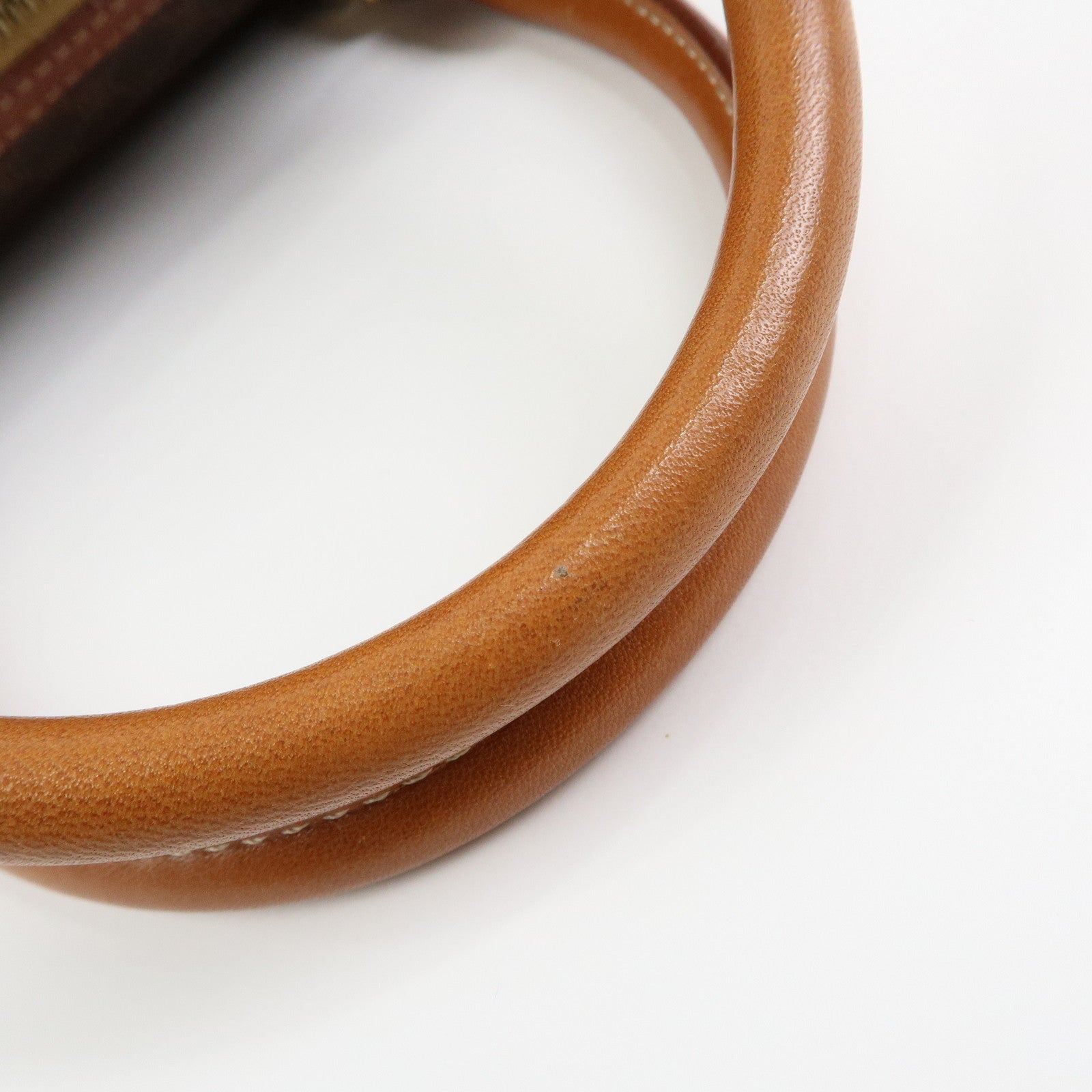 CELINE Logo Macadam PVC Leather Boston Bag Hand Bag Brown