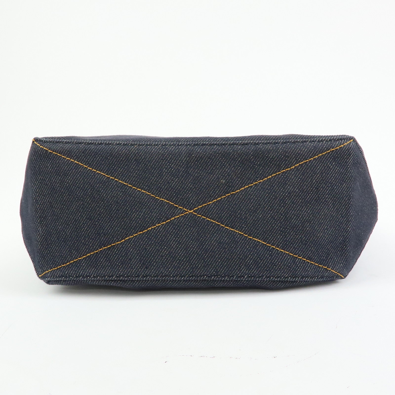 COACH Denim Leather Tote Bag Shoulder Bag Hand Bag Navy