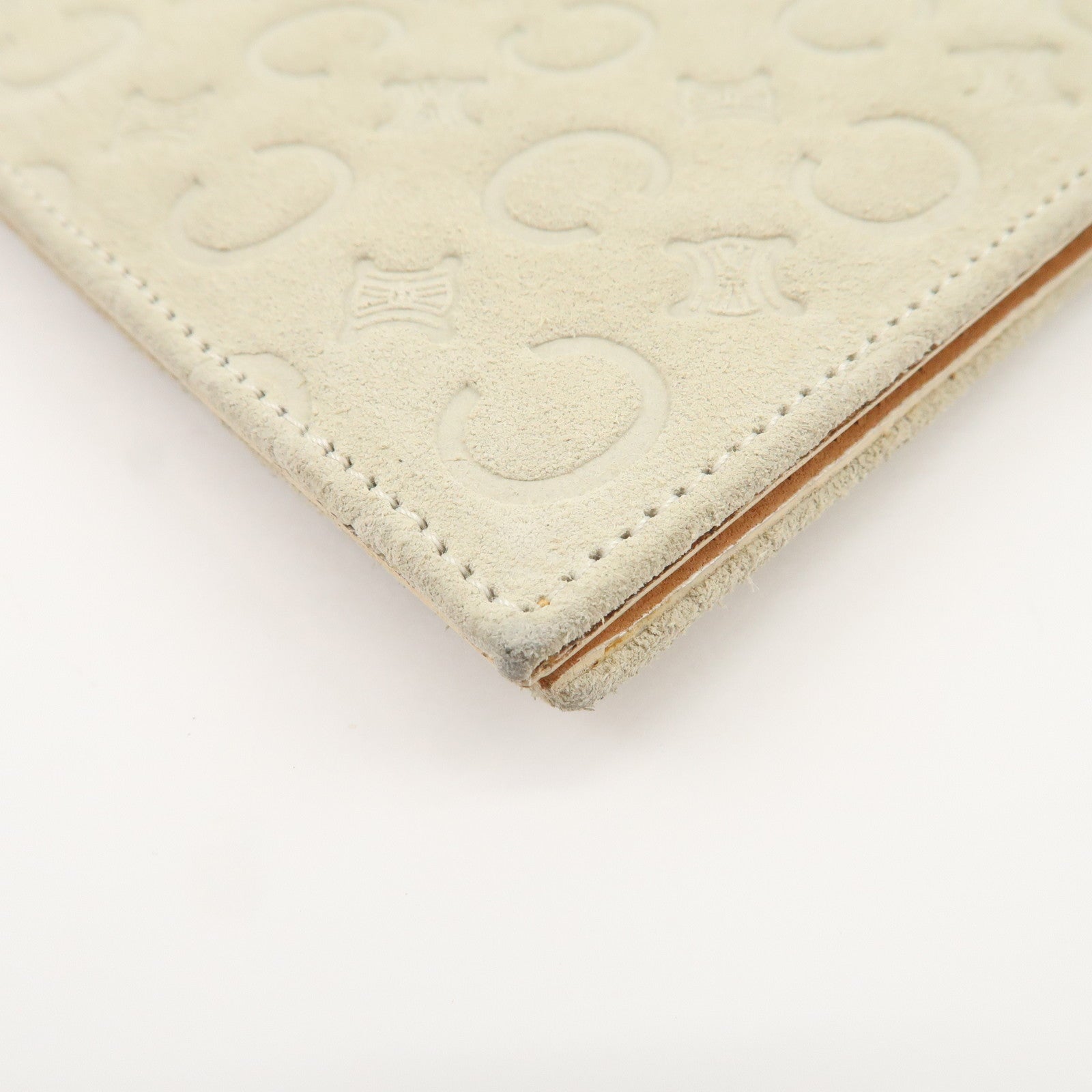CELINE C Macadam Suede Shoulder Bag Crossbody Bag Ivory