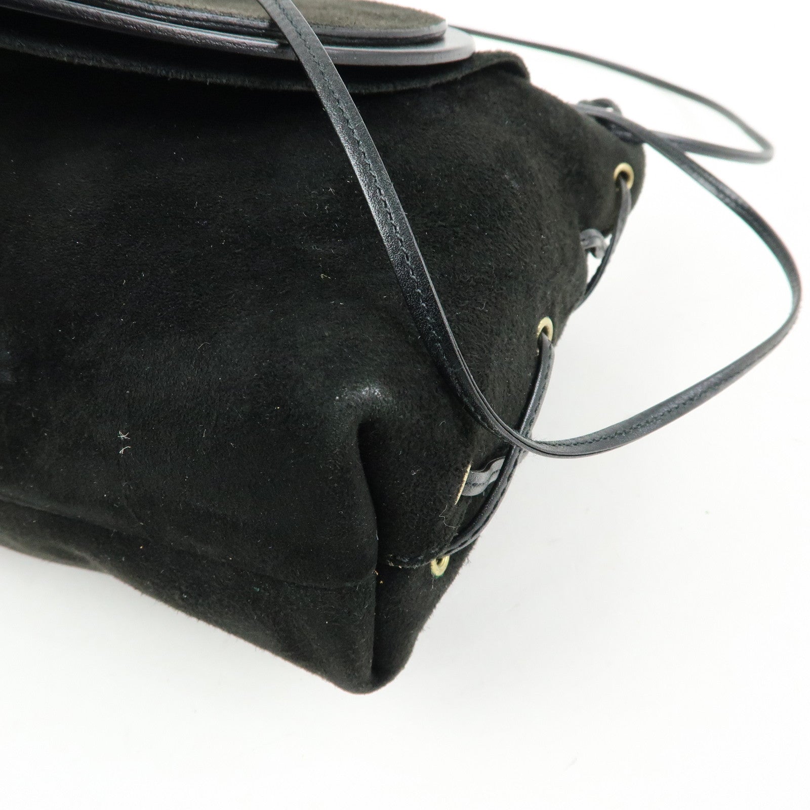 GUCCI Heart Suede Leather Shoulder Bag Crossbody Bag Black 95107