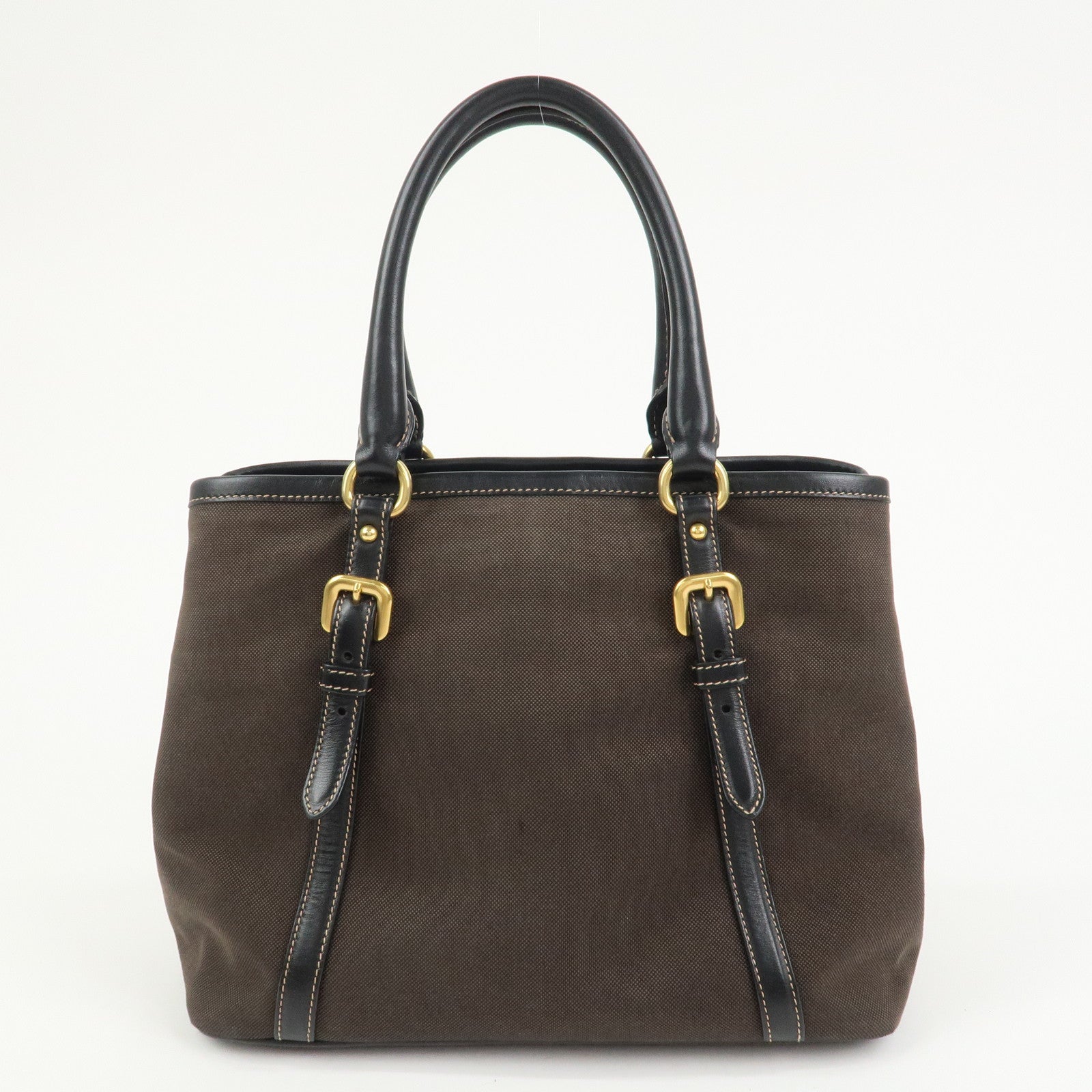PRADA Jacquard Leather 2Way Bag Tote Bag Hand Bag Brown BN1841