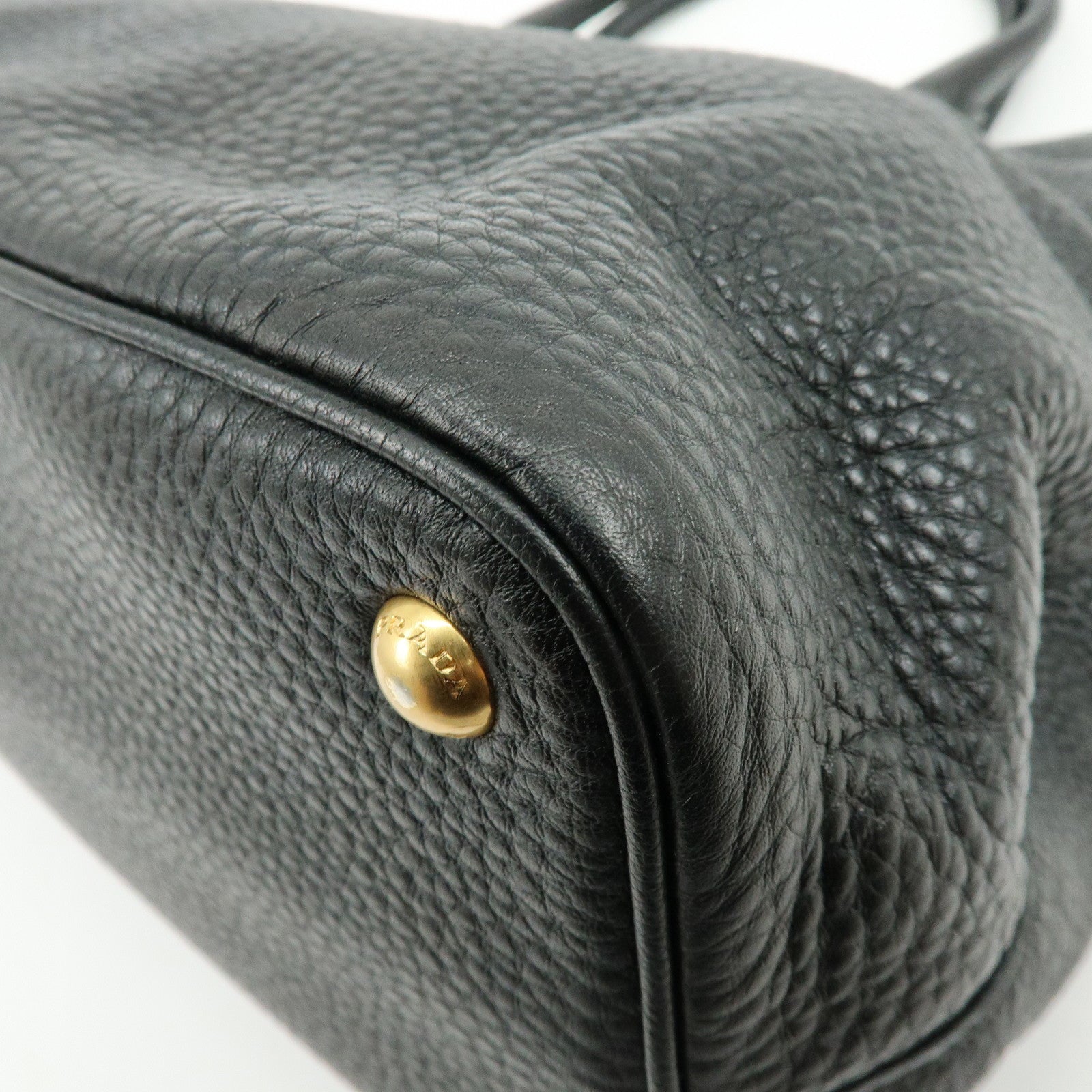 PRADA Calf Leather Tote Bag Hand Bag Black BN2579