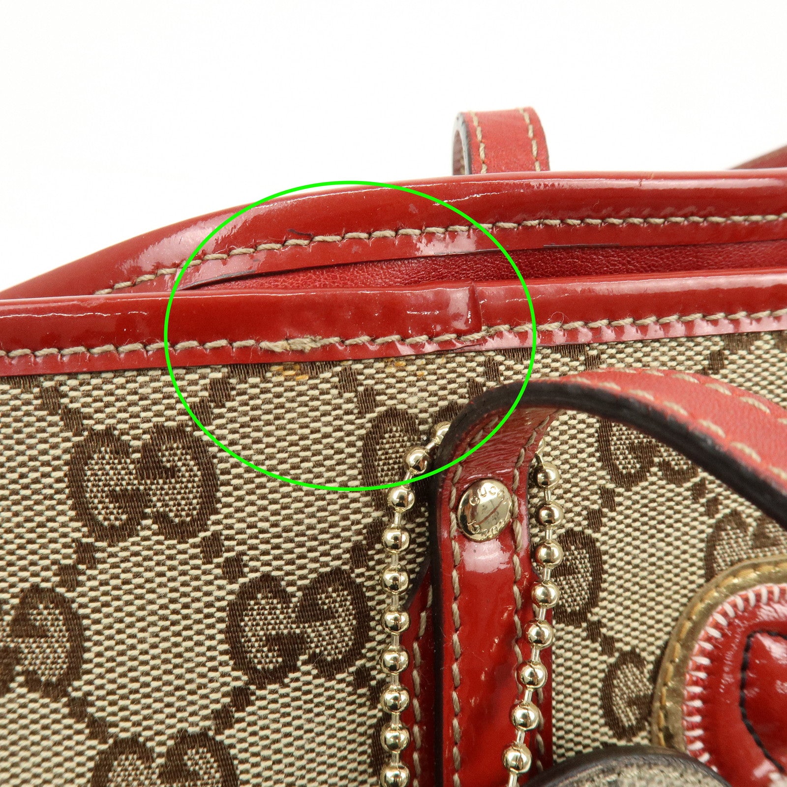 GUCCI Gucciori GG Canvas Leather PVC Shoulder Bag Beige Red 212376