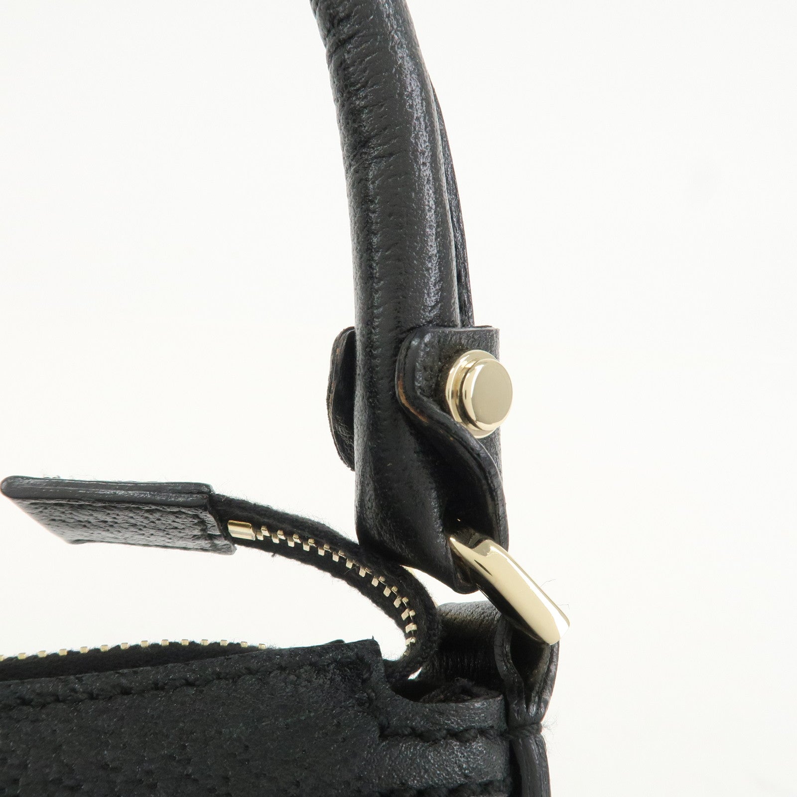 GUCCI GG Canvas Leather Shoulder Bag Hand Bag Black 146244