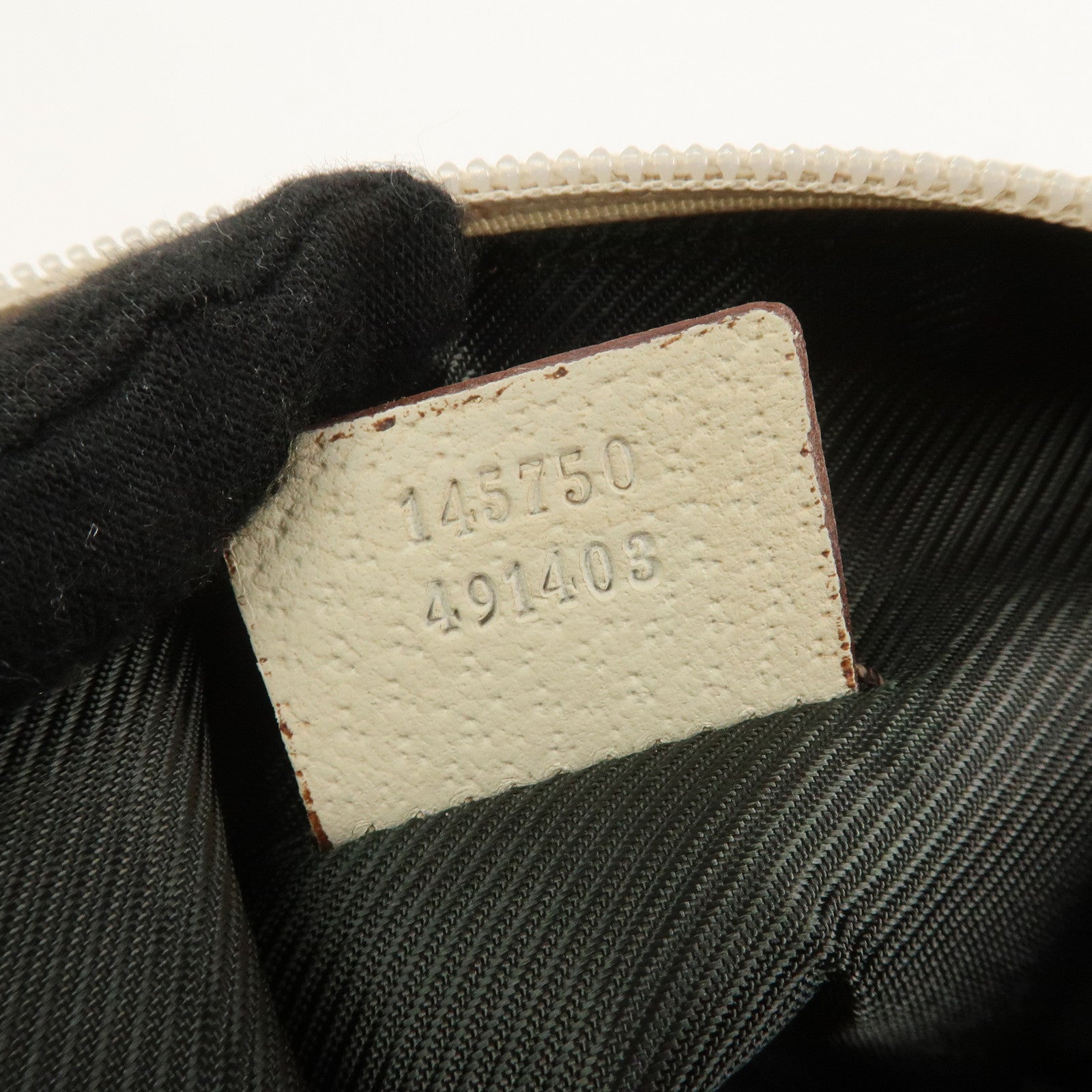 GUCCI Abbey GG Canvas Leather Pouch Hand Bag Brown Ivory 145750