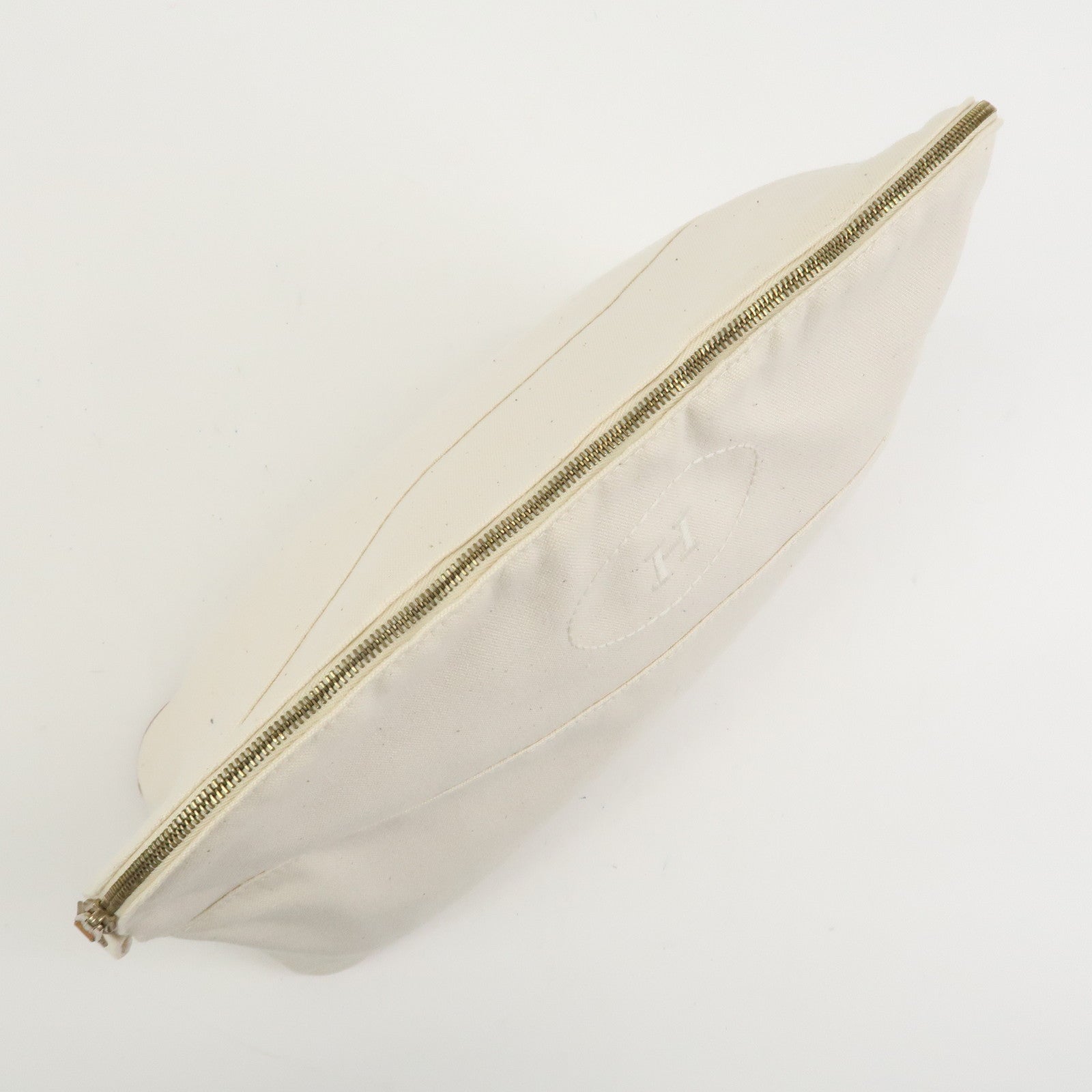 HERMES Bolide Canvas Leather Pouch TGM Natural