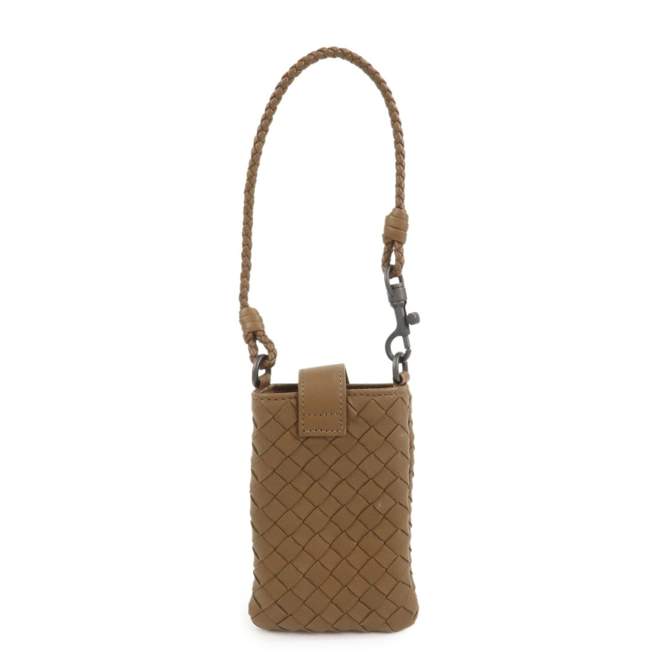 BOTTEGA VENETA Intrecciato Leather Phone Pouch Brown 172765