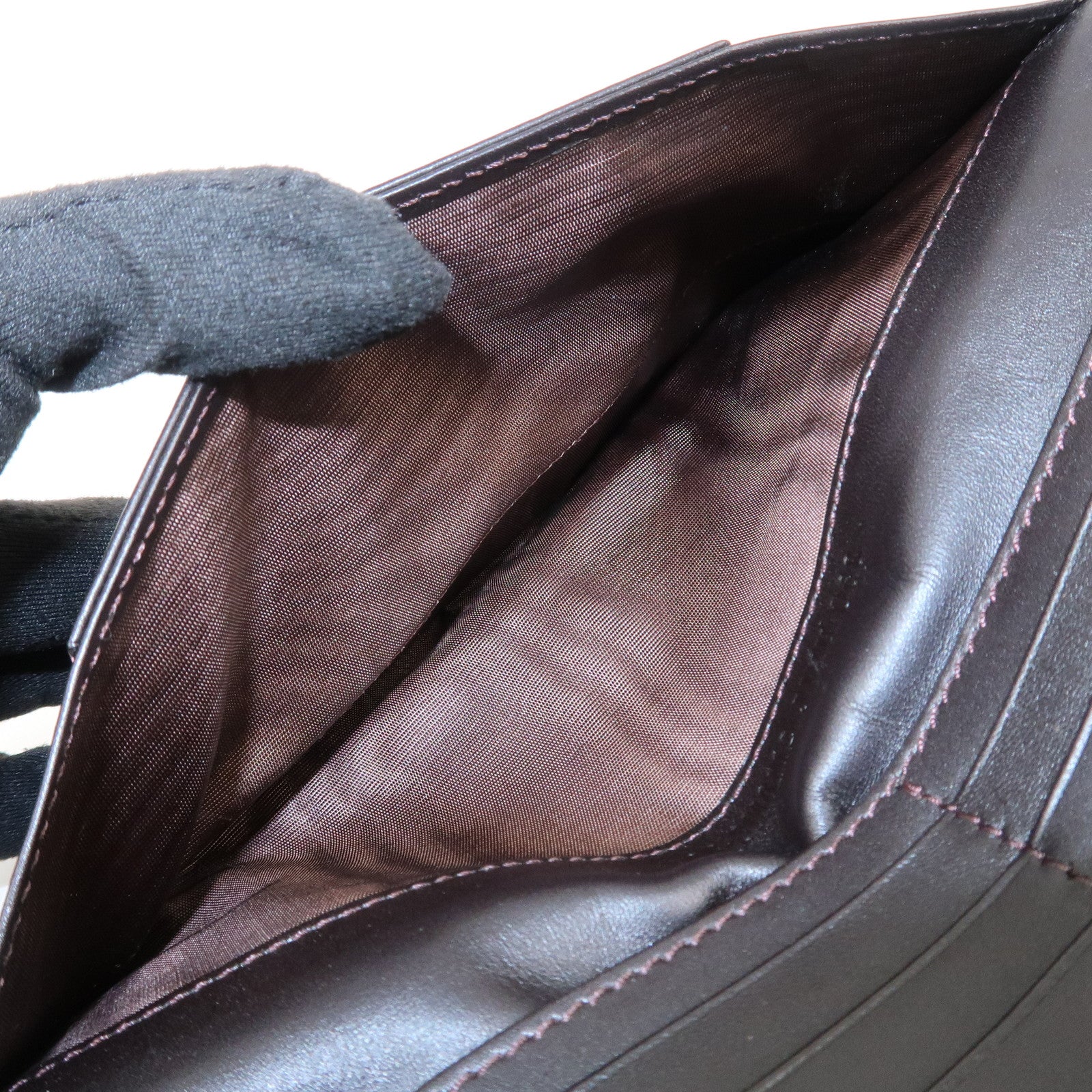 FENDI Canvas Leather Bi-fold Long Wallet Brown 8M0112