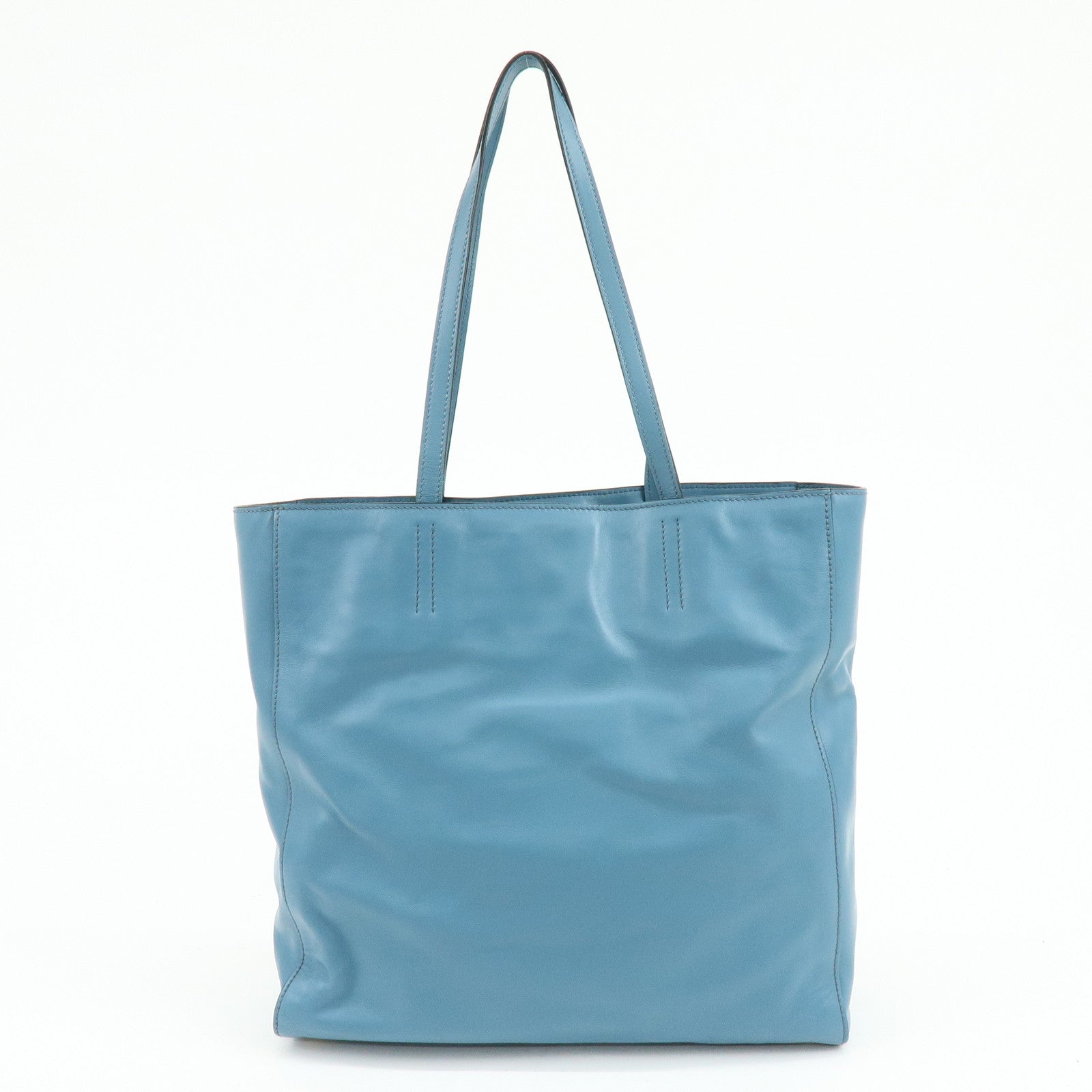 MIU MIU Soft Calf Leather Tote Bag Shoulder Hand Bag Blue R1914S