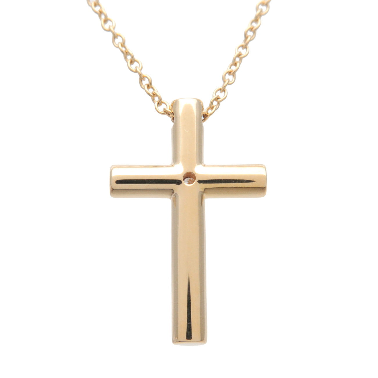 Tiffany&Co. Cross 1P Diamond Necklace K18 750YG Yellow Gold