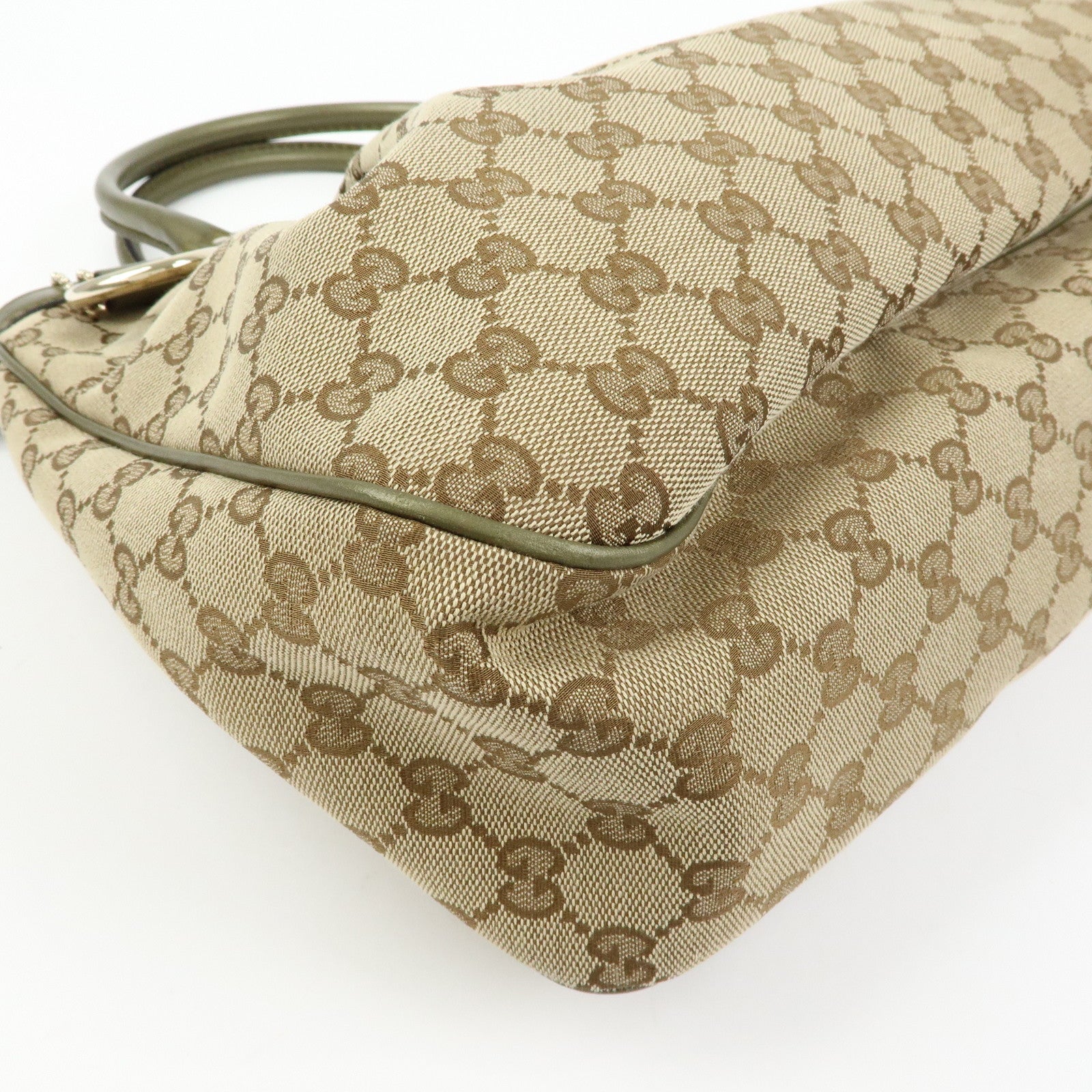 GUCCI Sukey Interlocking G GG Canvas Leather Tote Bag Beige 296835