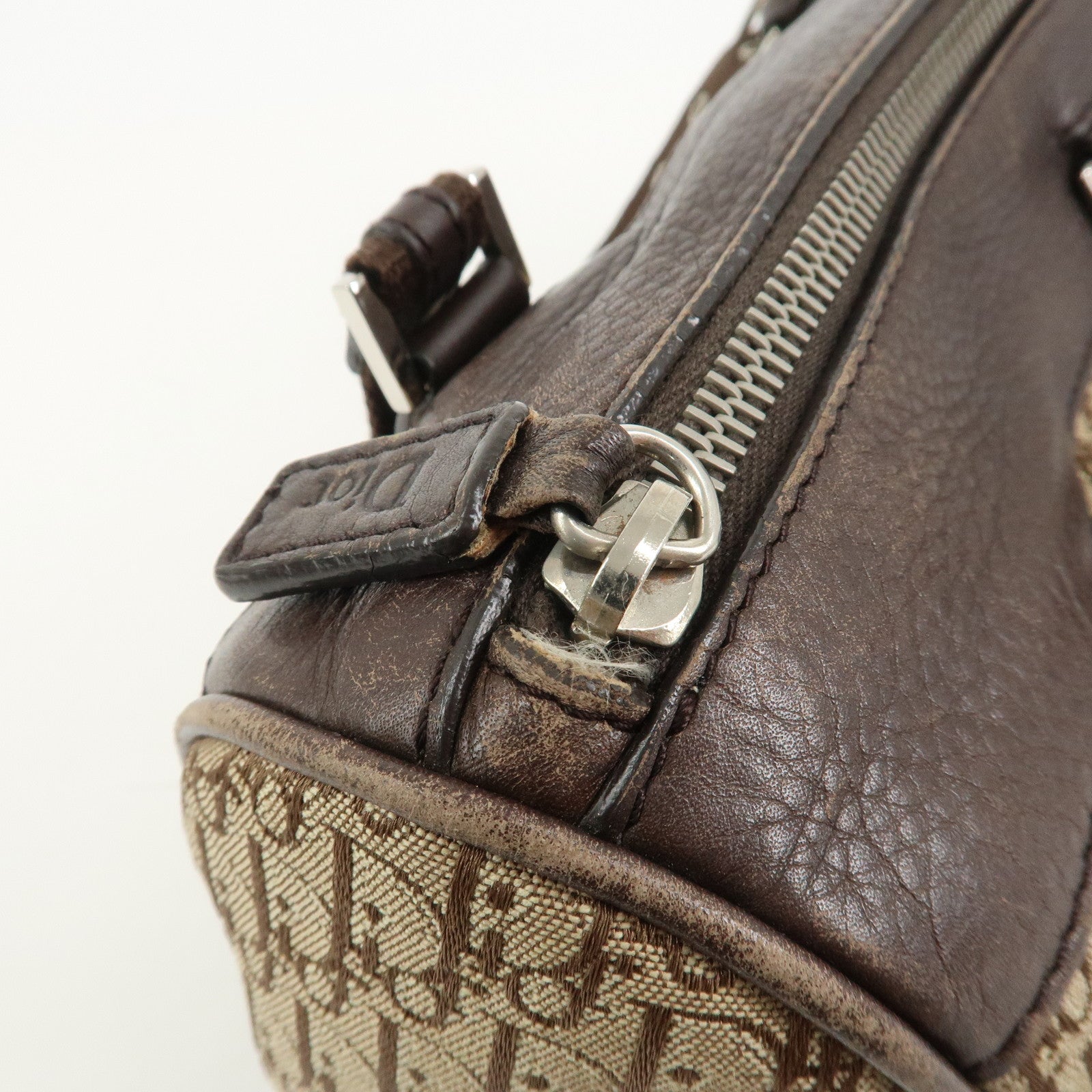 Christian Dior Trotter Street Chic Canvas Leather Boston Bag Beige