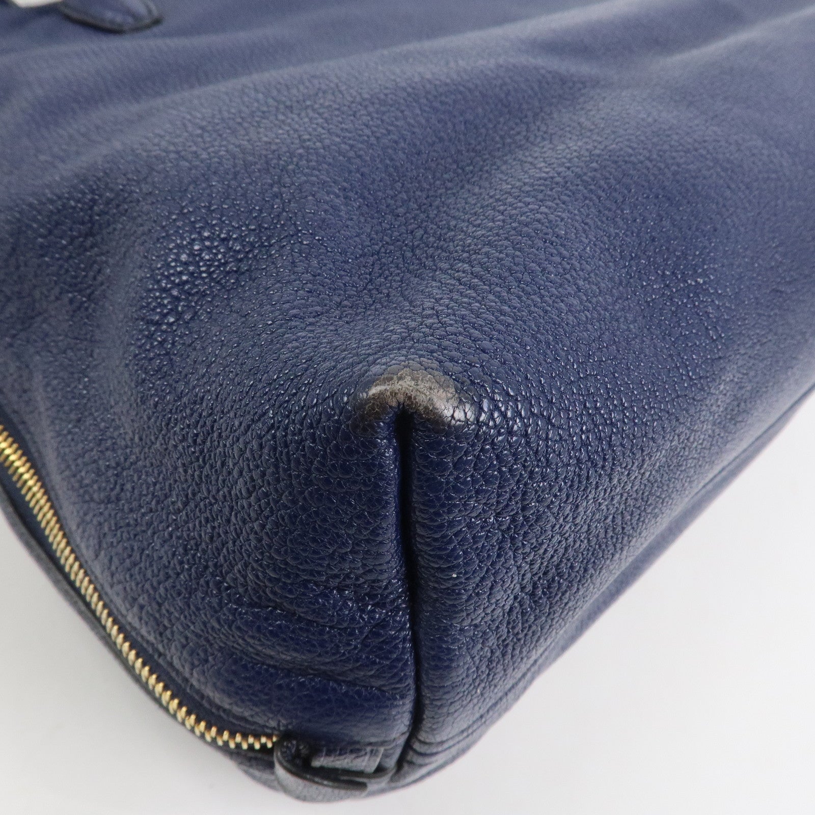 MIU MIU Madras Leather 2Way Hand Bag Shoulder Bag Blue 5BG136