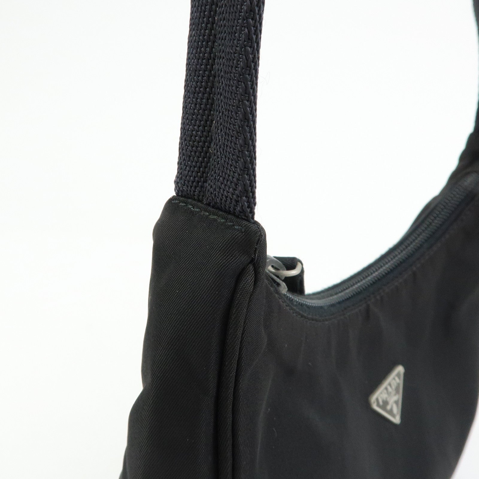 PRADA Triangle Logo Nylon Mini Hand Bag Shoulder Bag Black