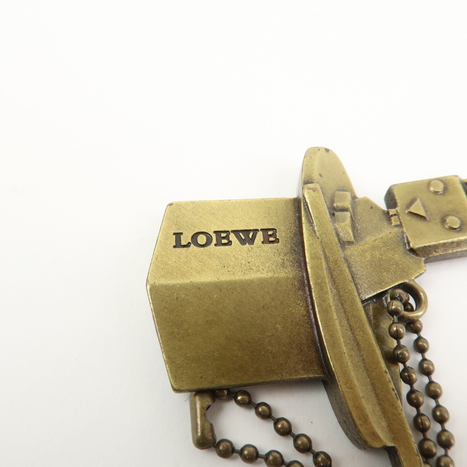 LOEWE Rabbit Motif Logo Metal Bag Charm Key Chain Gold
