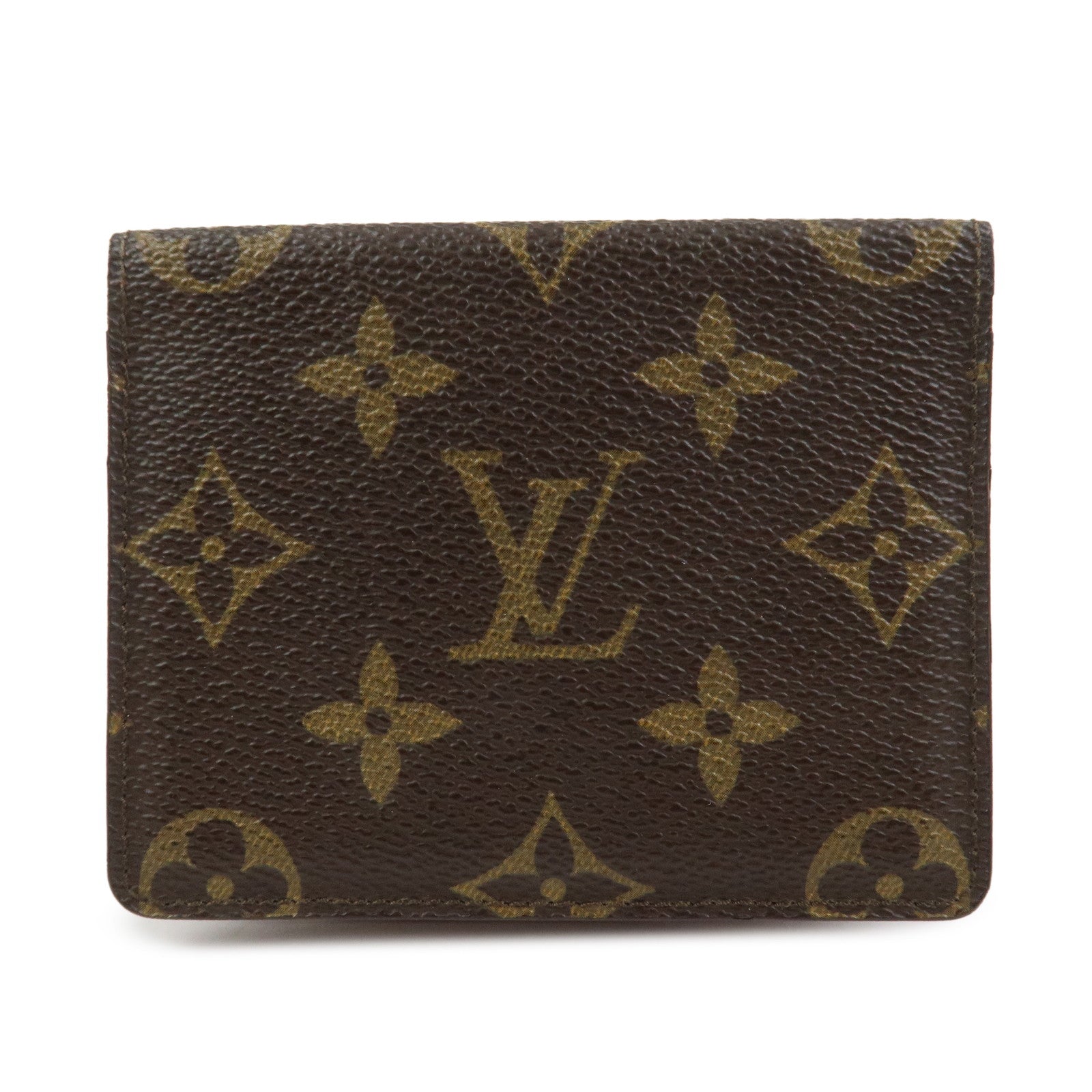 Louis Vuitton Monogram Canvas Leather Card Case Card Holder Brown