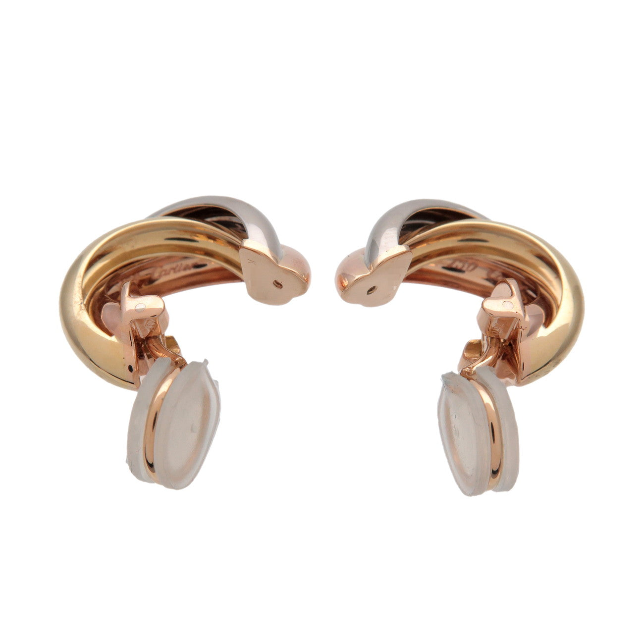 Cartier Trinity Clip On Earrings K18 750 Yellow Rose White Gold