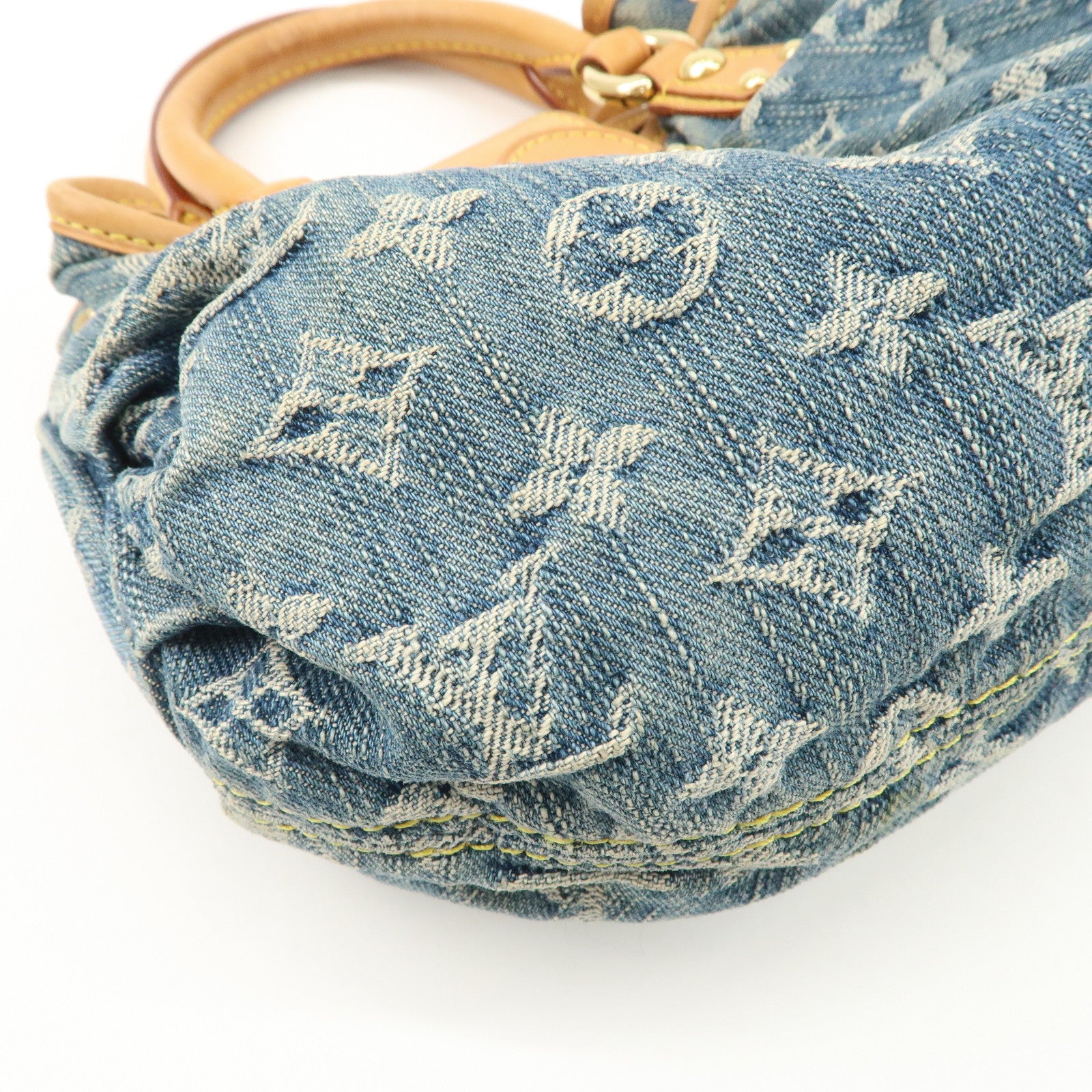 Louis Vuitton Monogram Denim Pleaty Hand Bag Blue M95020 Used