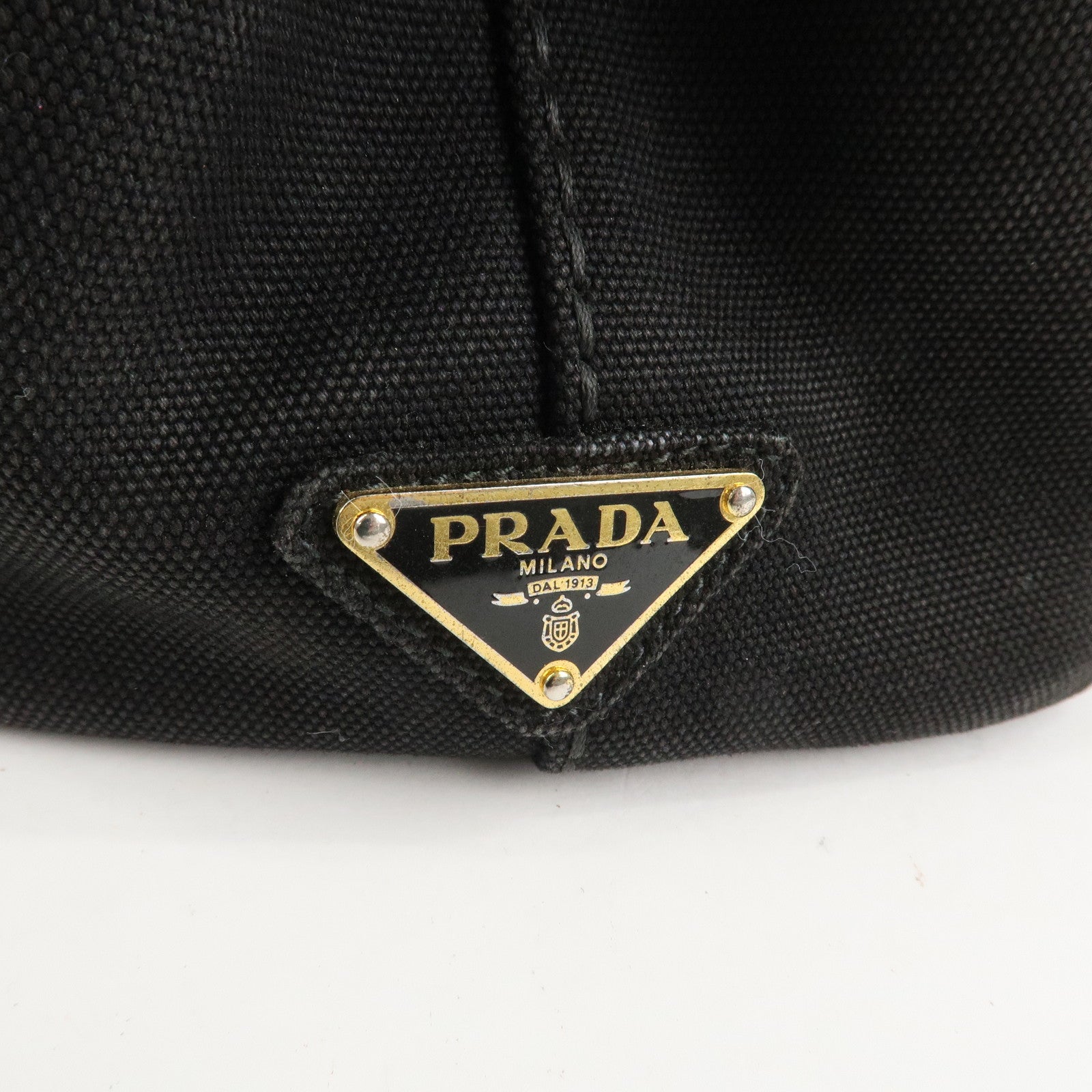 PRADA Canapa Mini Canvas 2Way Hand Bag Tote Bag Black 1BG439 Used