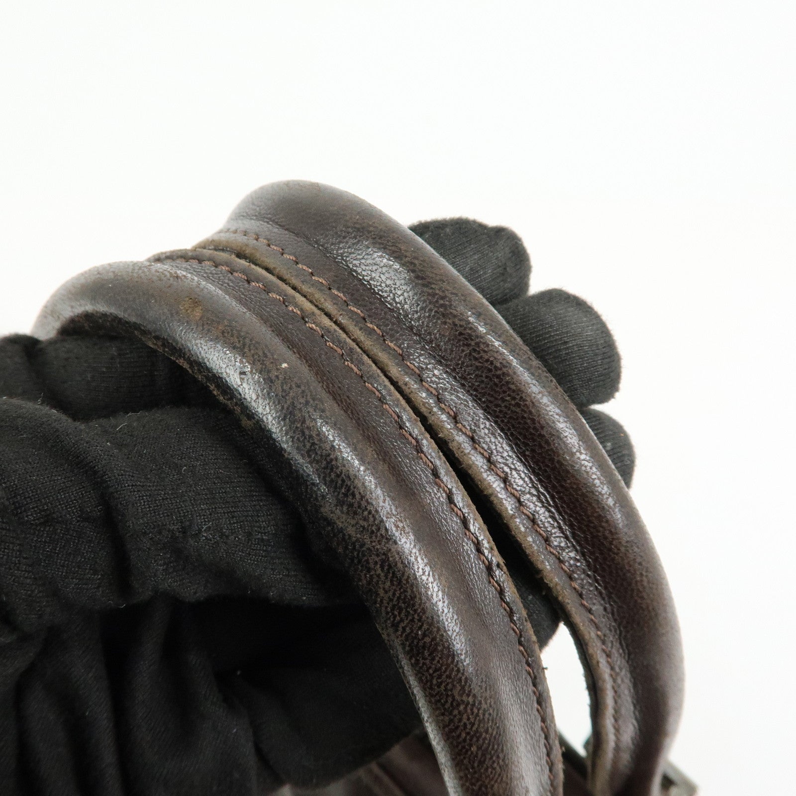 FENDI Leather 2Way Bag Hand Bag Shoulder Bag Brown