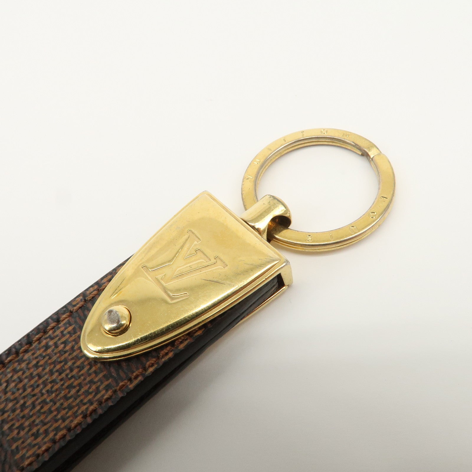 Louis Vuitton Damier Porte Cles Dragonne Key Ring Brown M65050
