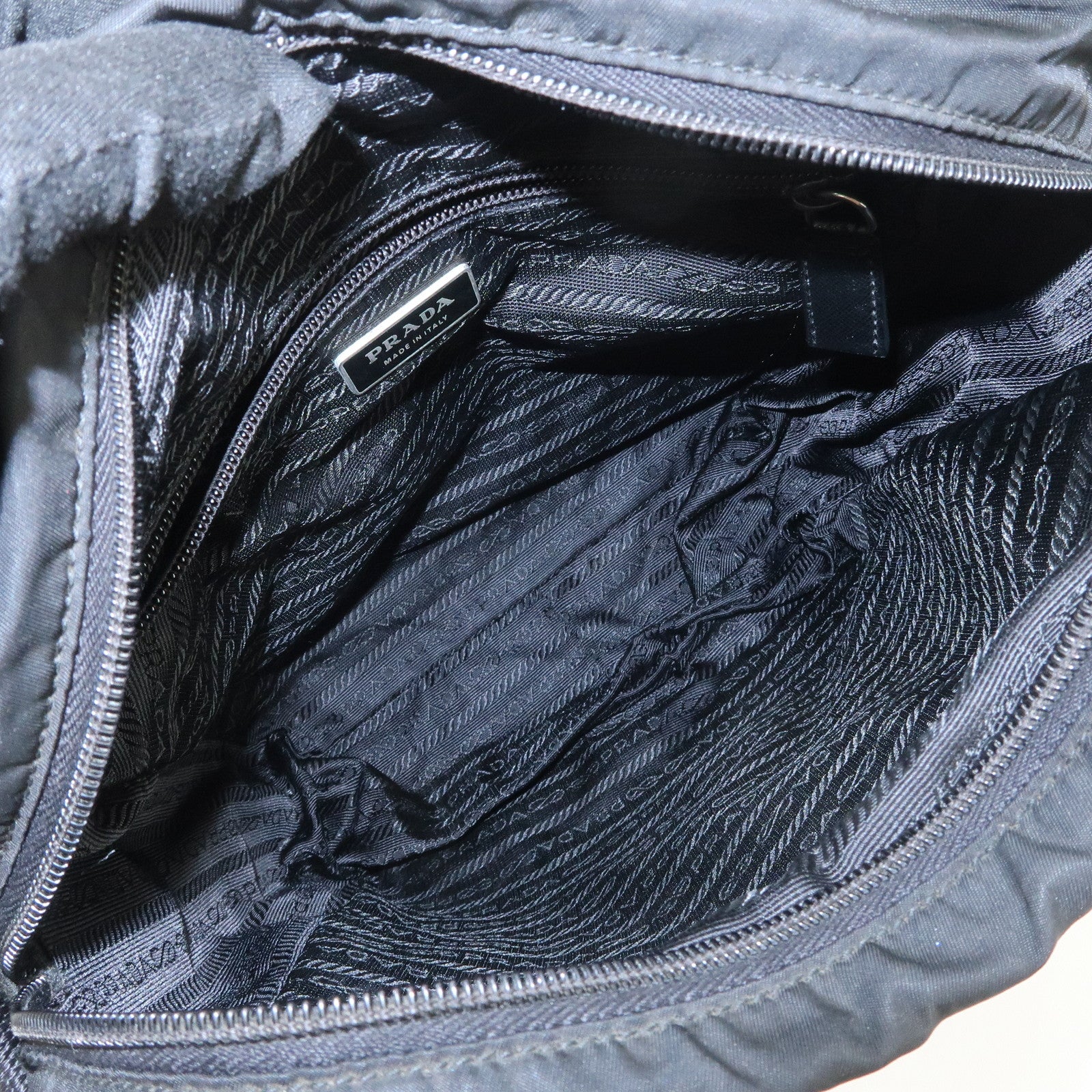 PRADA Logo Nylon Leather Shoulder Bag Crossbody Bag Black BT0421