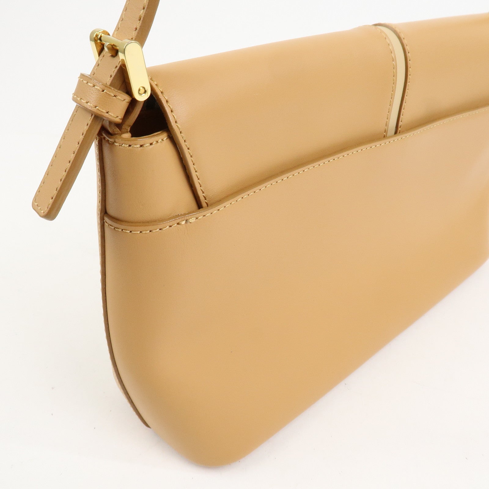 BURBERRY Leather Shoulder Bag Hand Bag Beige Gold HDW