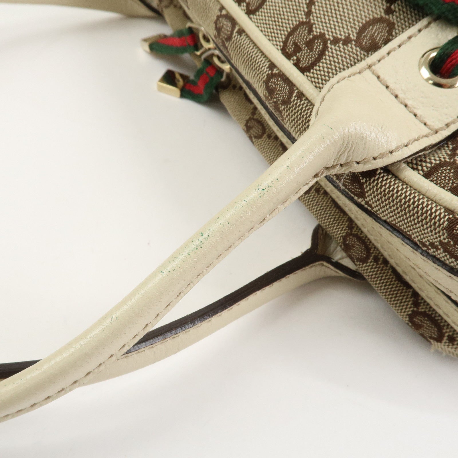 GUCCI Princy Sherry GG Canvas Leather Boston Bag Brown Ivory 161720