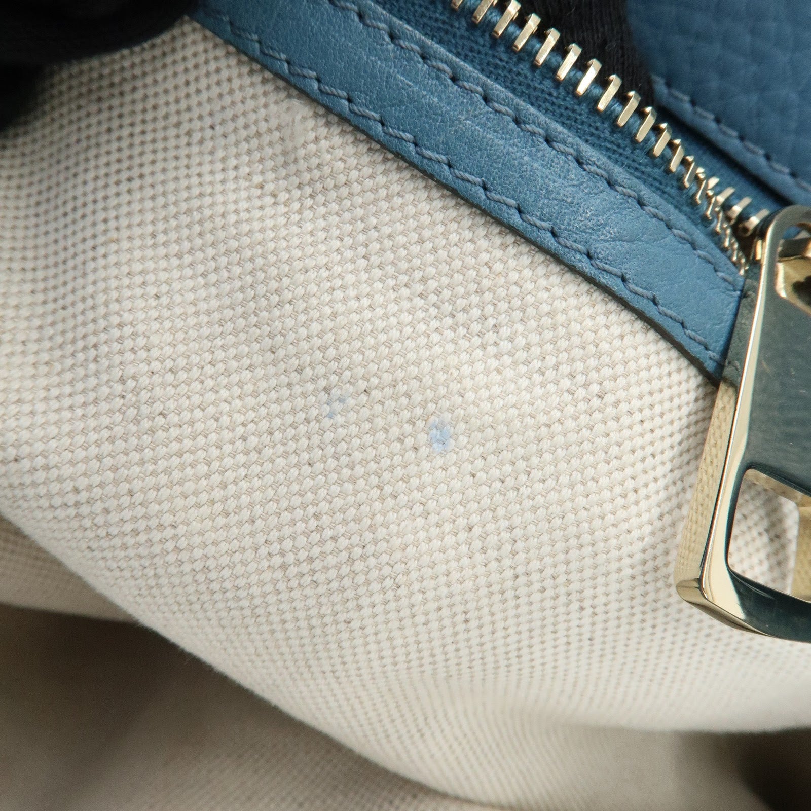 GUCCI Bamboo Shopper Large Leather Tote Bag 2Way Bag Blue 323658