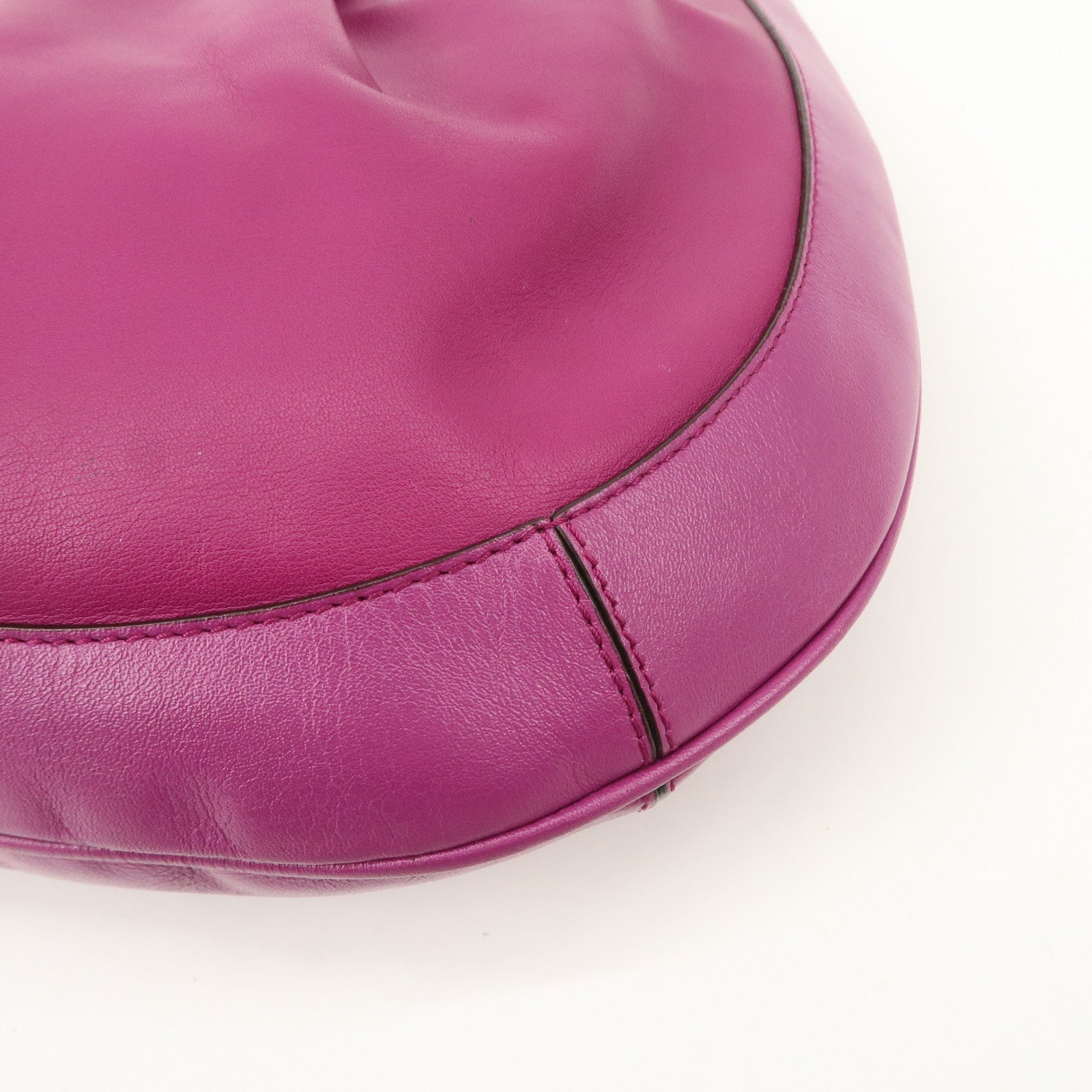 Ferragamo Gancini Leather Shoulder Bag Hand Bag Purple