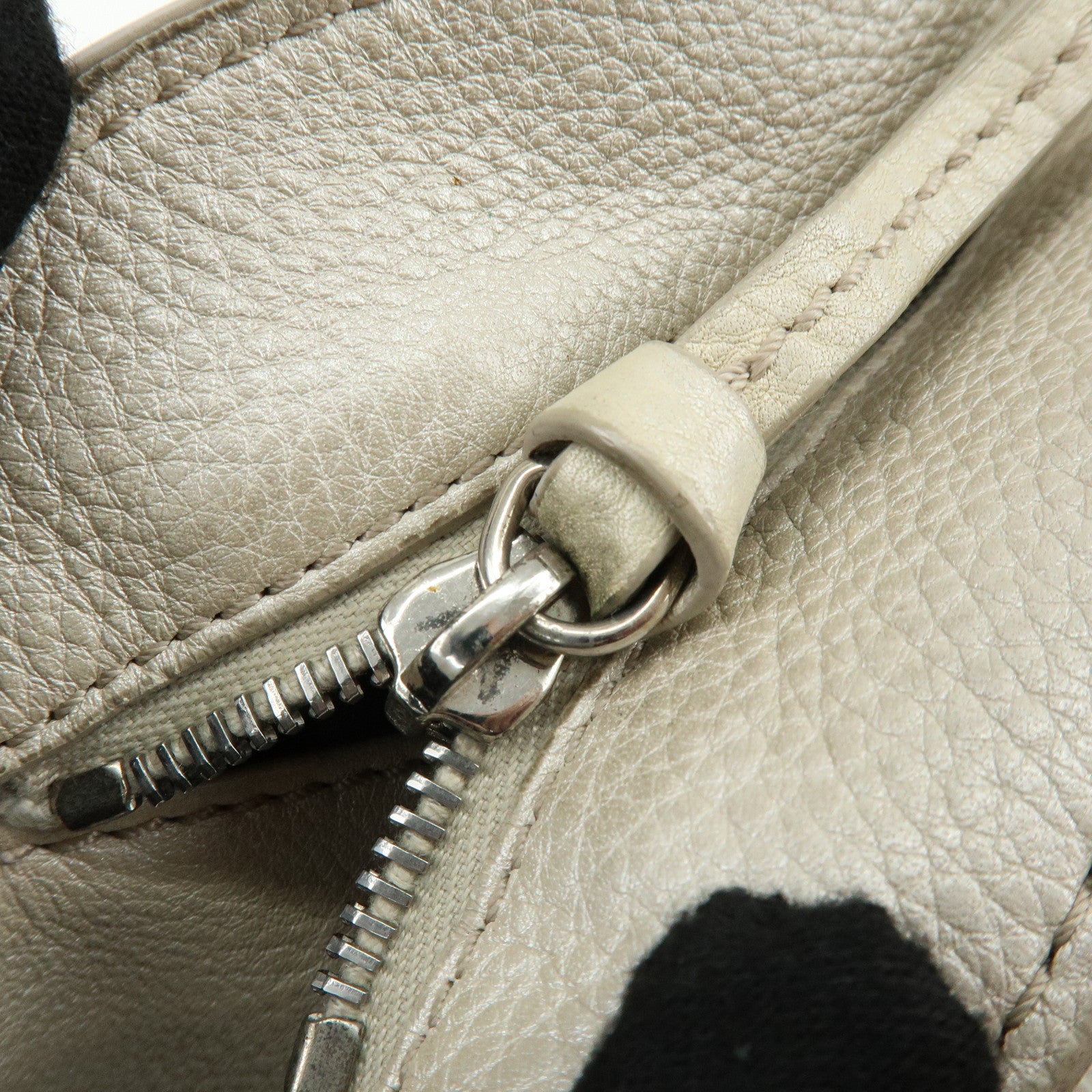 CELINE Bittersweet Leather Shoulder Bag Hand Bag Pearl White